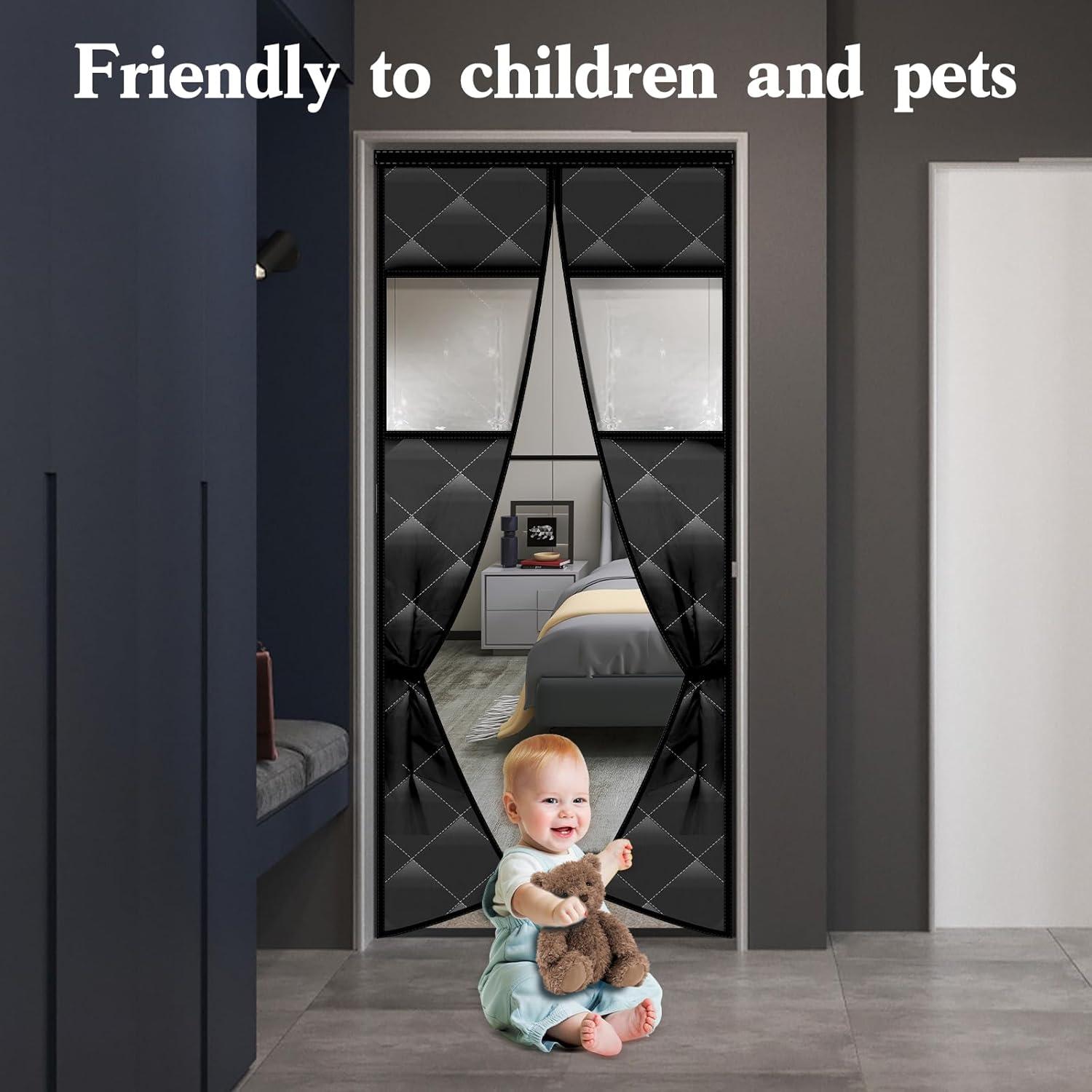 Cortina de Puerta Aislante Térmica Veanusiver 91.1x207.6cm Negra