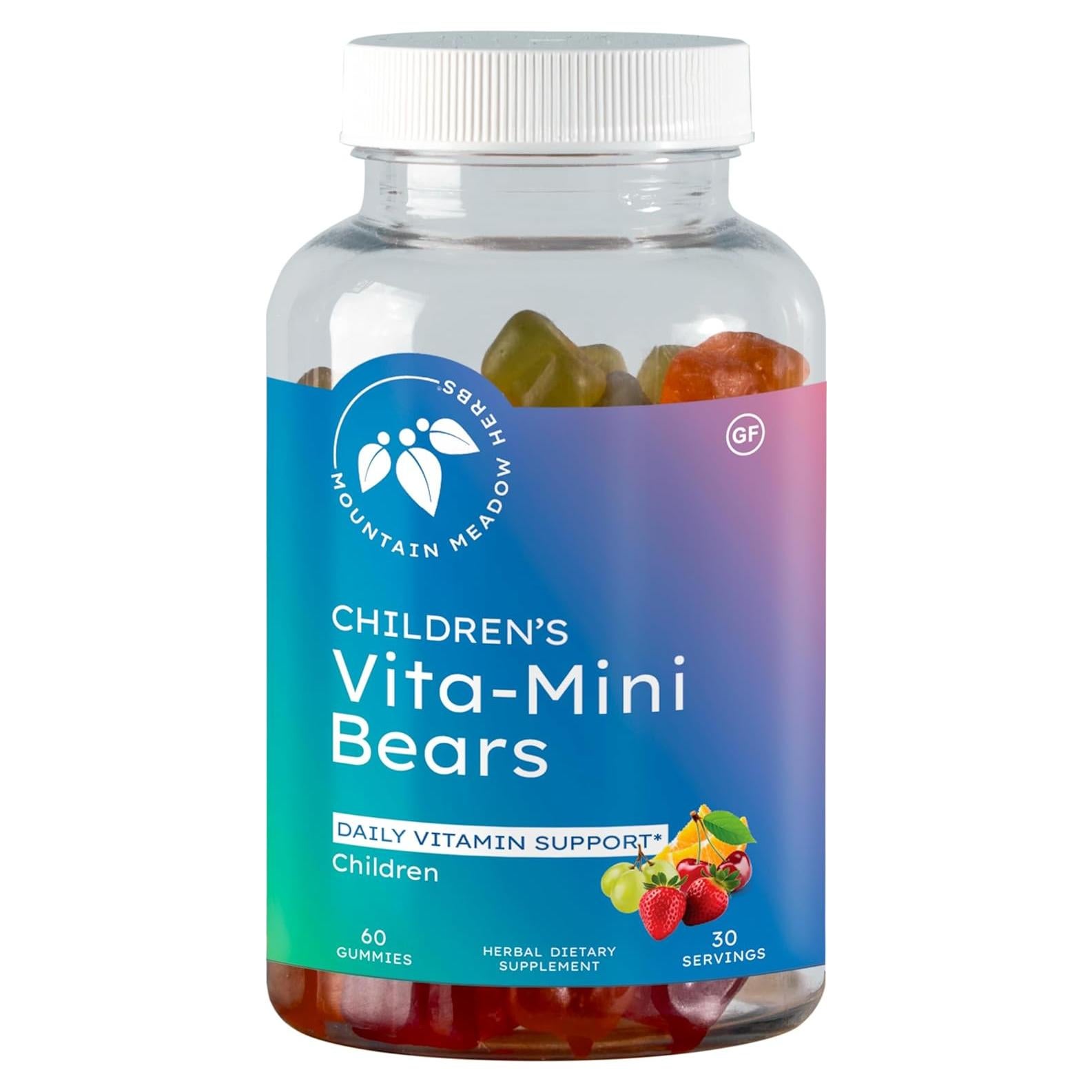 Mountain Meadow Herbs Vita-Mini Bears for Children | Multivitamin with Biotin, Folic & Pantothenic Acid, Iodin, Zinc | for Children’s Healthy Development | Fruit Gummies, 60 ct.