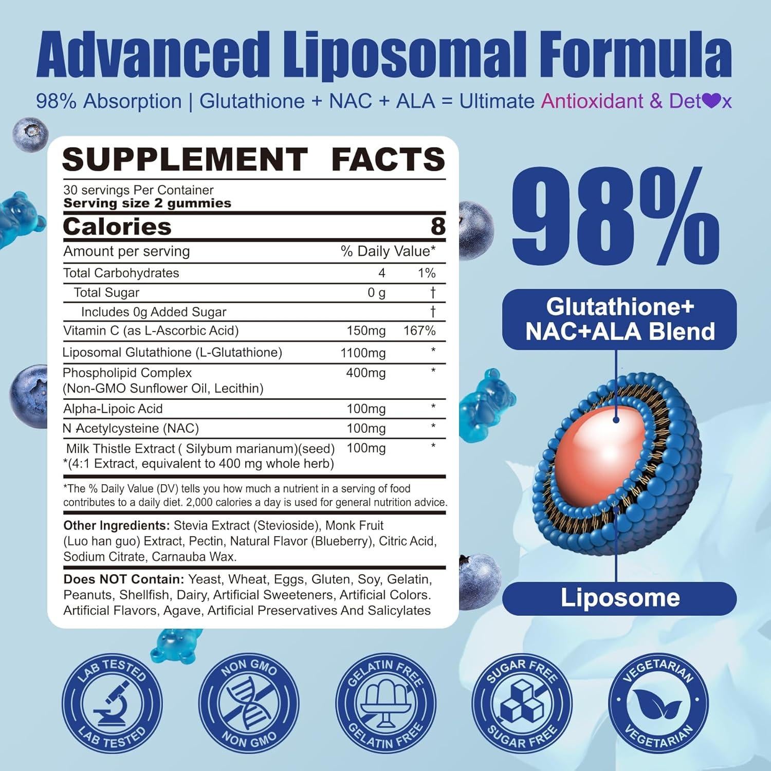 Gomitas de Glutati&oacute;n Liposomal 1100mg NEXTDIA - 60 unidades