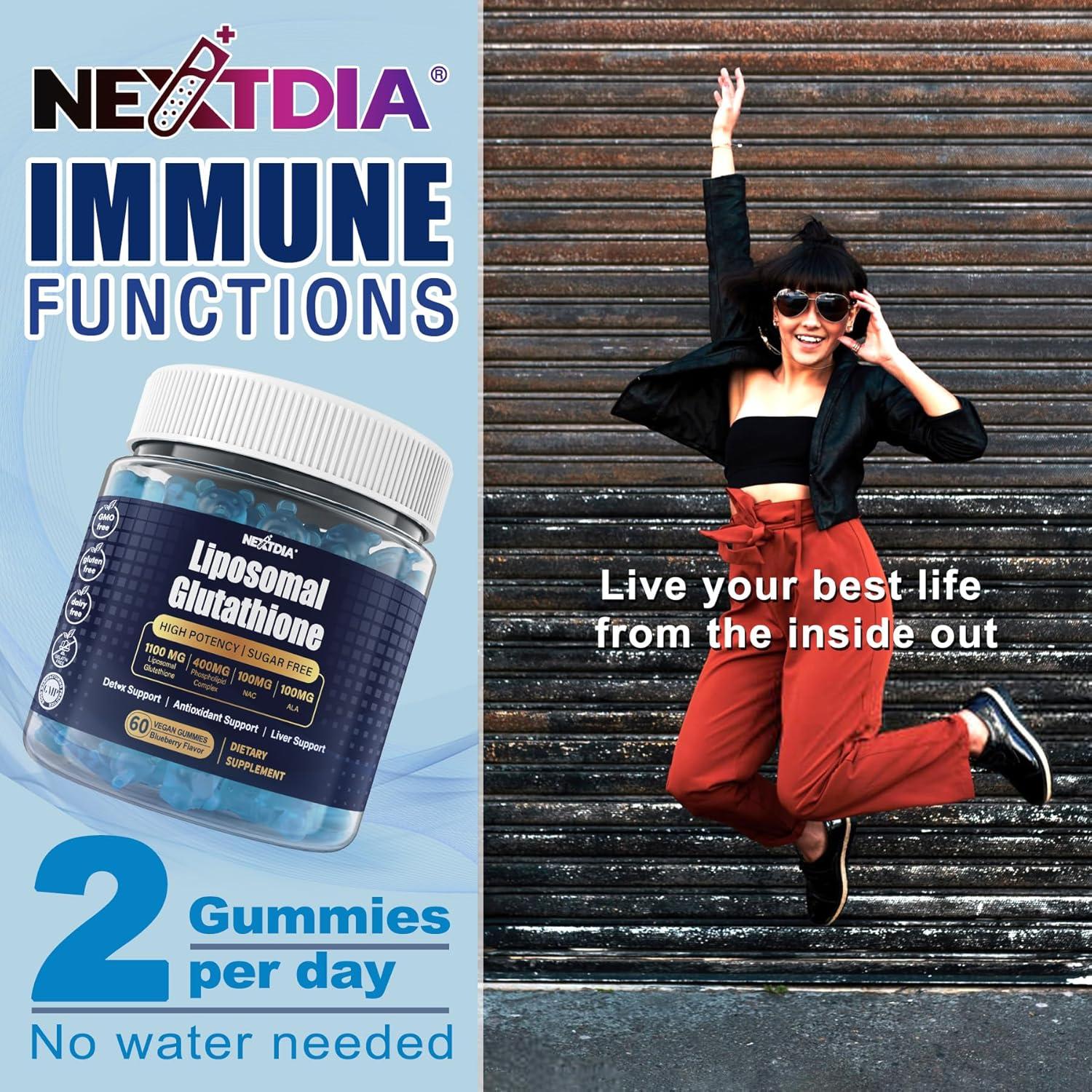 Gomitas de Glutati&oacute;n Liposomal 1100mg NEXTDIA - 60 unidades