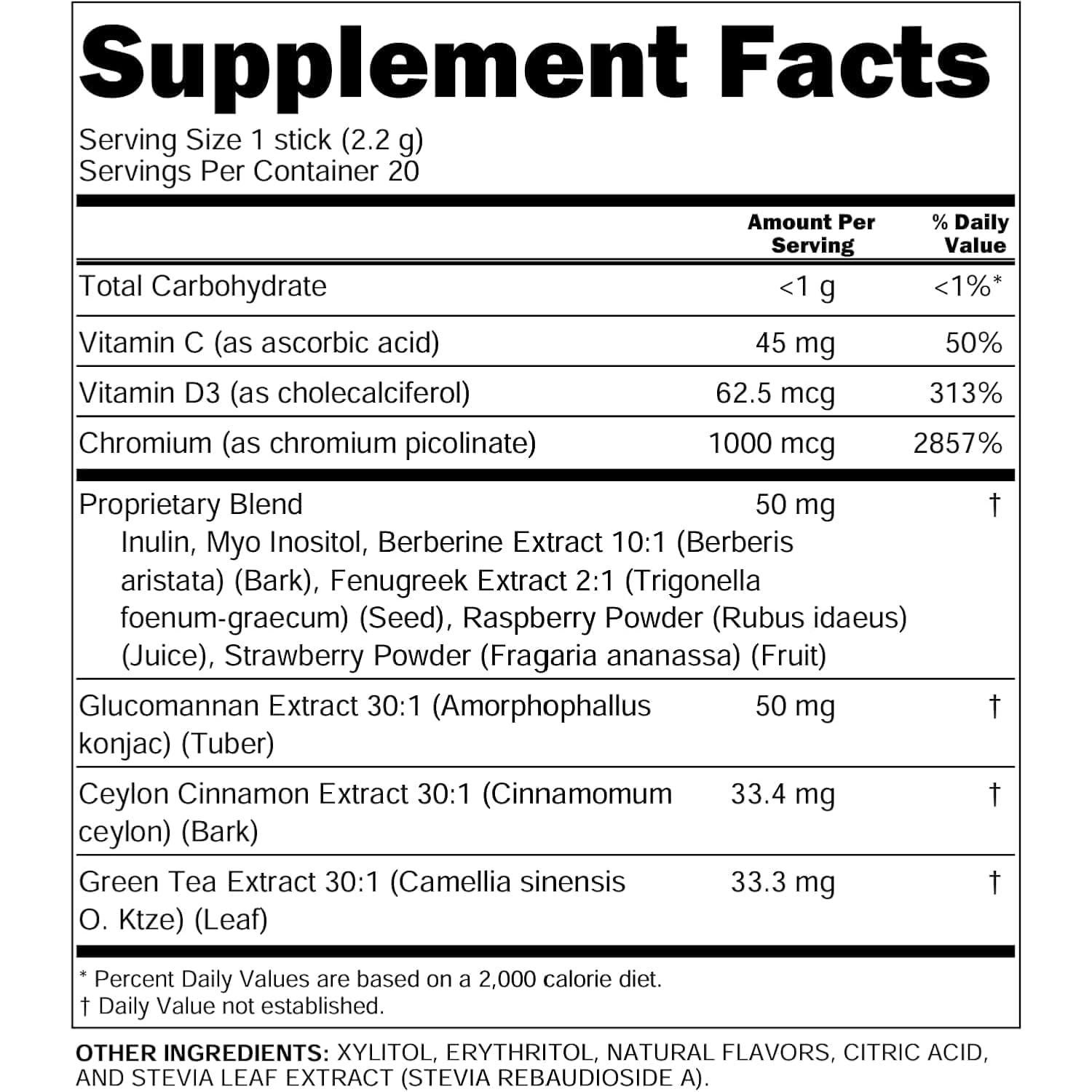 Gluco Stix Clean Nutraceuticals - Suplemento Digestivo 20 Palitos