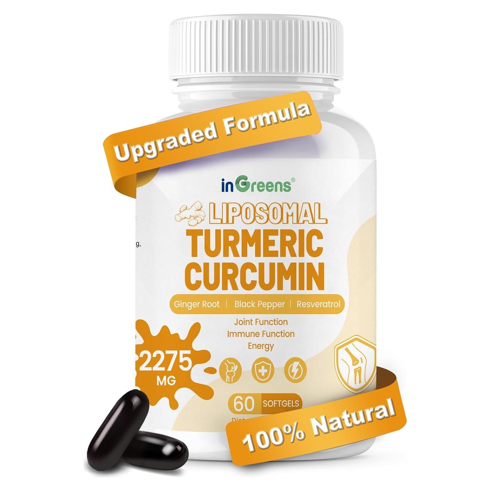 Suplemento de Cúrcuma Liposomal 2275mg inGreens - 60 Gelatinas Blandas