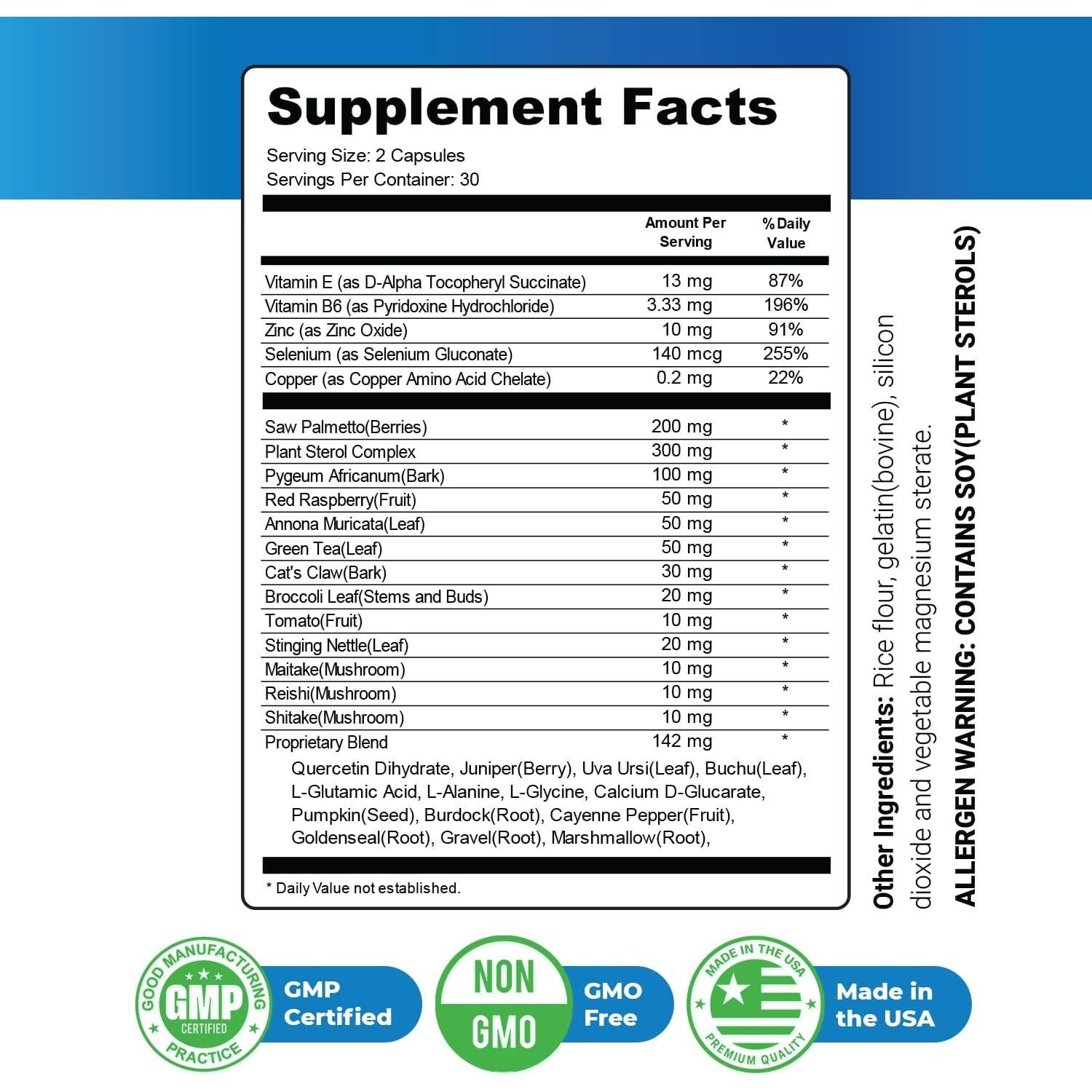 ProstaStream Suplemento Natural 60 Cápsulas - Sin OGM, GMP