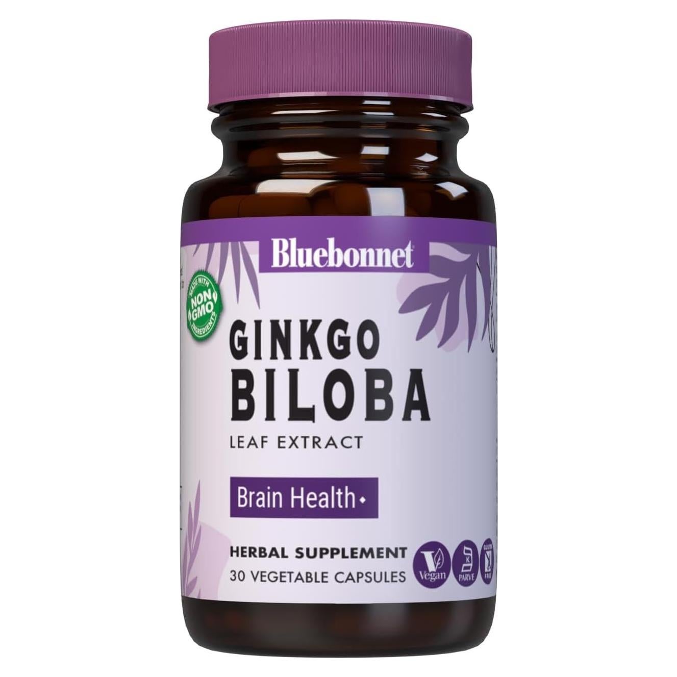 Suplemento Ginkgo Biloba BlueBonnet 30 Cápsulas Veganas