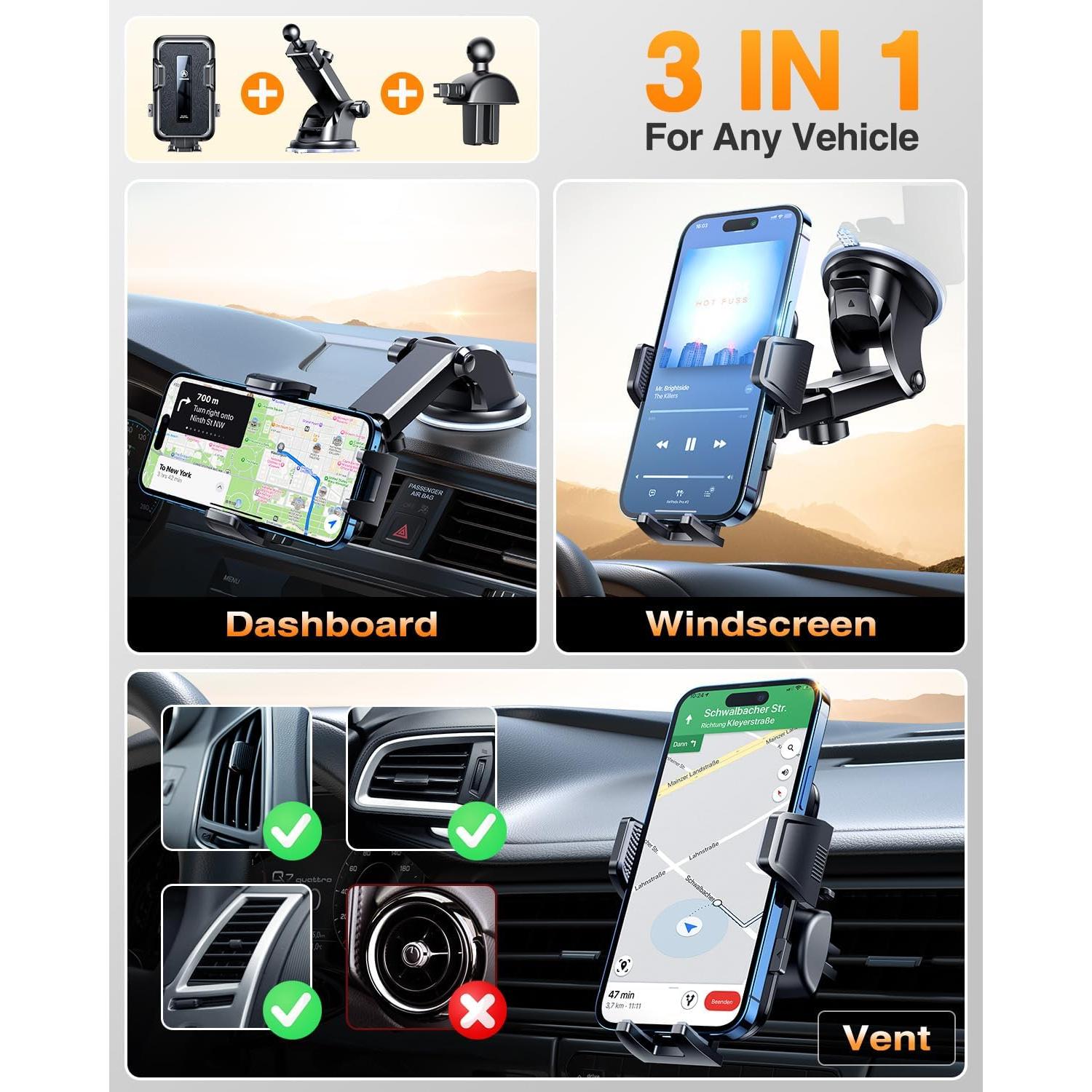 Soporte para Teléfono de Coche VANMASS 2025 - Ventosa Fuerte