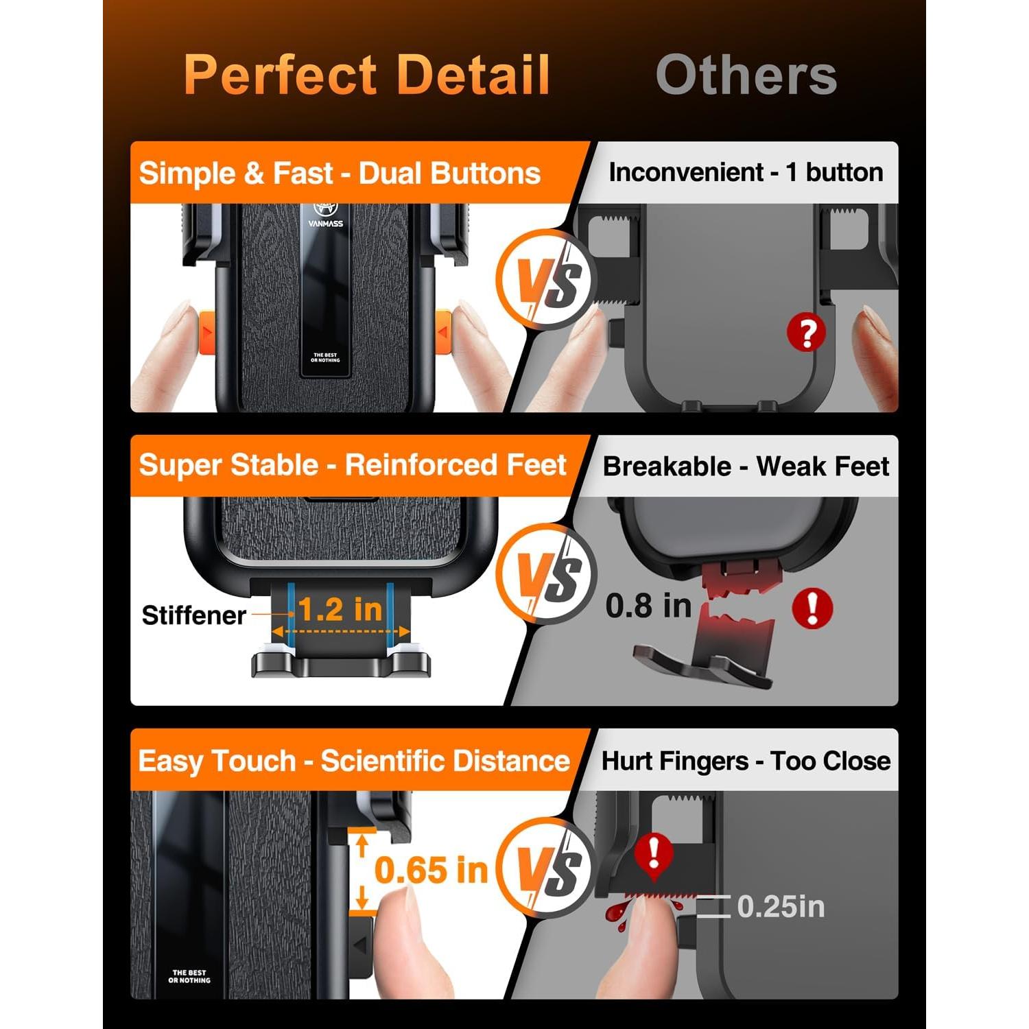 Soporte para Teléfono de Coche VANMASS 2025 - Ventosa Fuerte