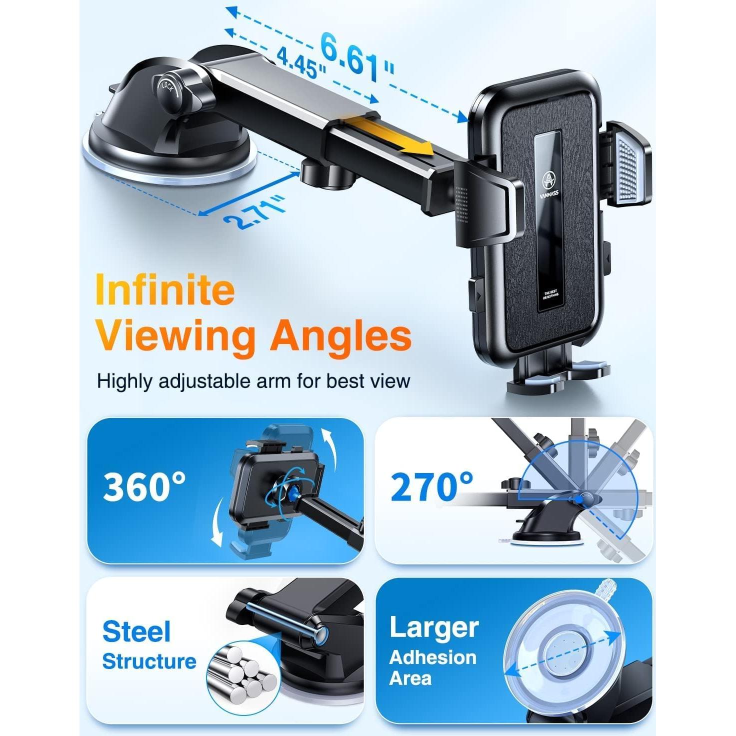 Soporte para Teléfono de Coche VANMASS 2025 - Ventosa Fuerte