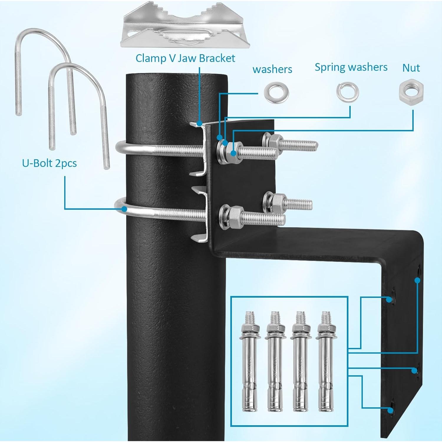 Kit de Montaje de Antena XRDS-RF con Soporte de Poste Negro