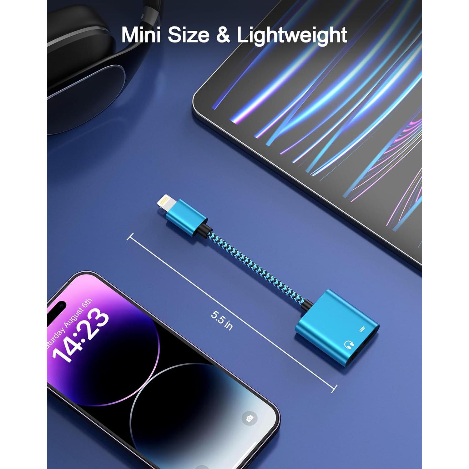 Adaptador 2-en-1 Lightning a 3.5mm + Carga para iPhone