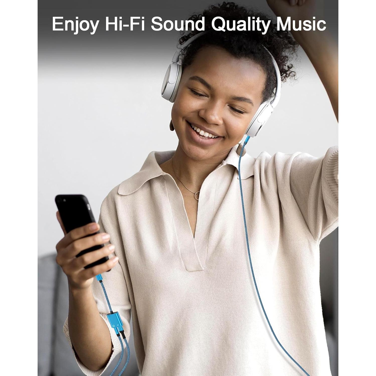 Adaptador 2-en-1 Lightning a 3.5mm + Carga para iPhone