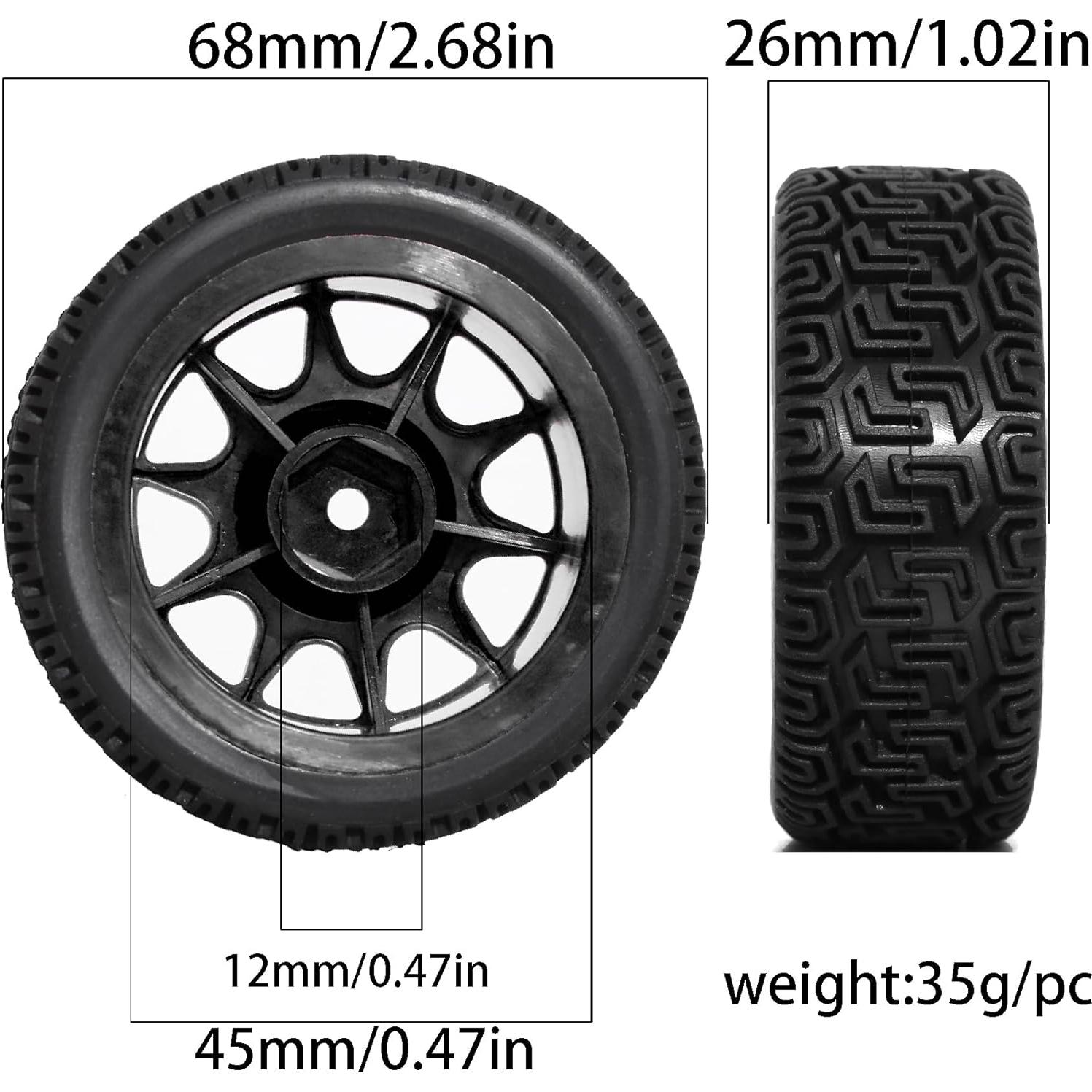 Neumáticos Runflat 1/10 JIHAIYEMENGZHEN 68mm Off-road 4 PCS