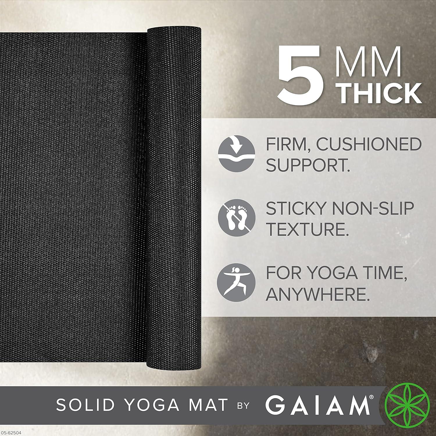 Esterilla de Yoga Gaiam Premium 5mm Antideslizante Negra