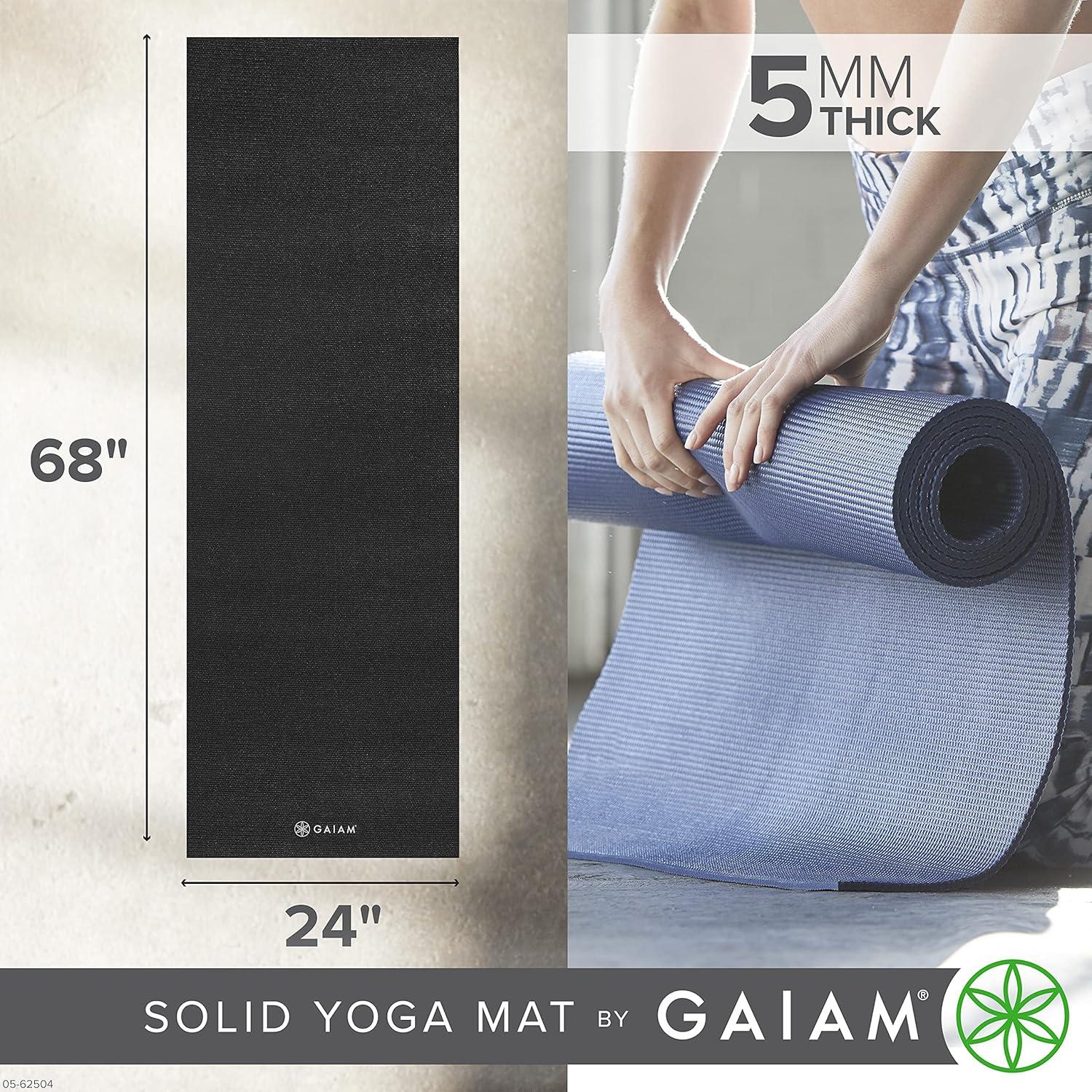 Esterilla de Yoga Gaiam Premium 5mm Antideslizante Negra