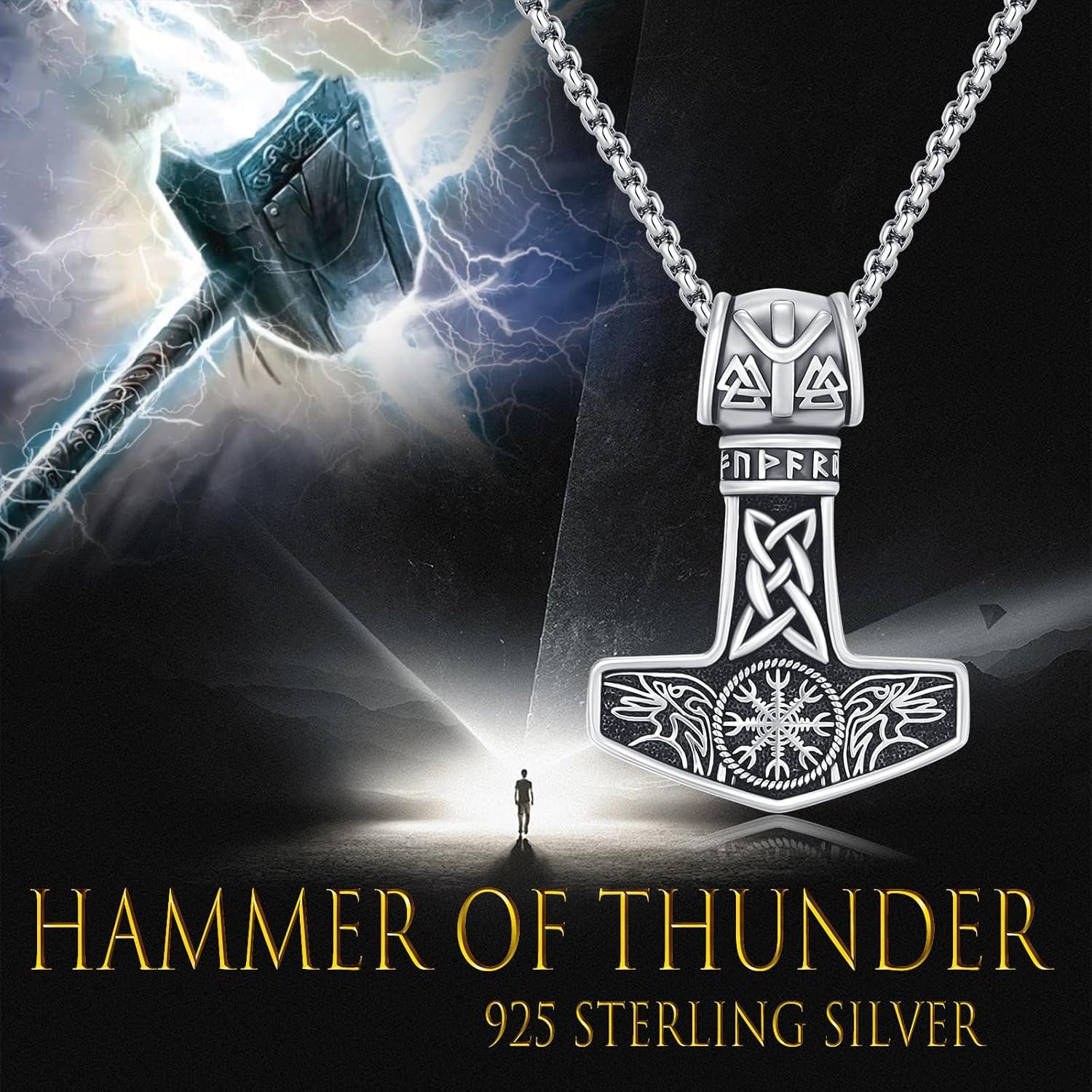 Collar Mjolnir de Thor en Plata Esterlina 925 con Cadena 56 cm