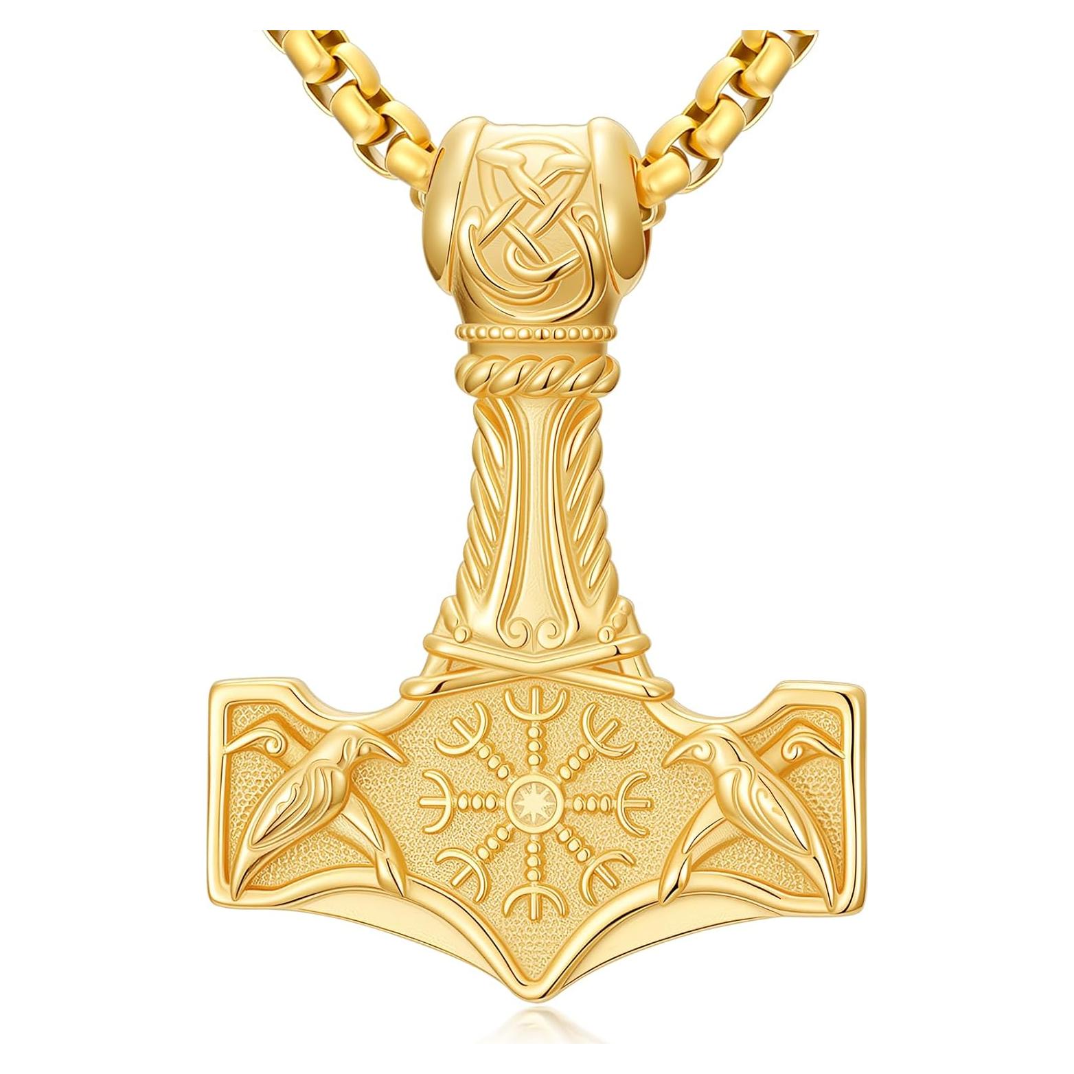 Collar Martillo de Thor 925 Plata Esterlina con Cadena 55.88cm