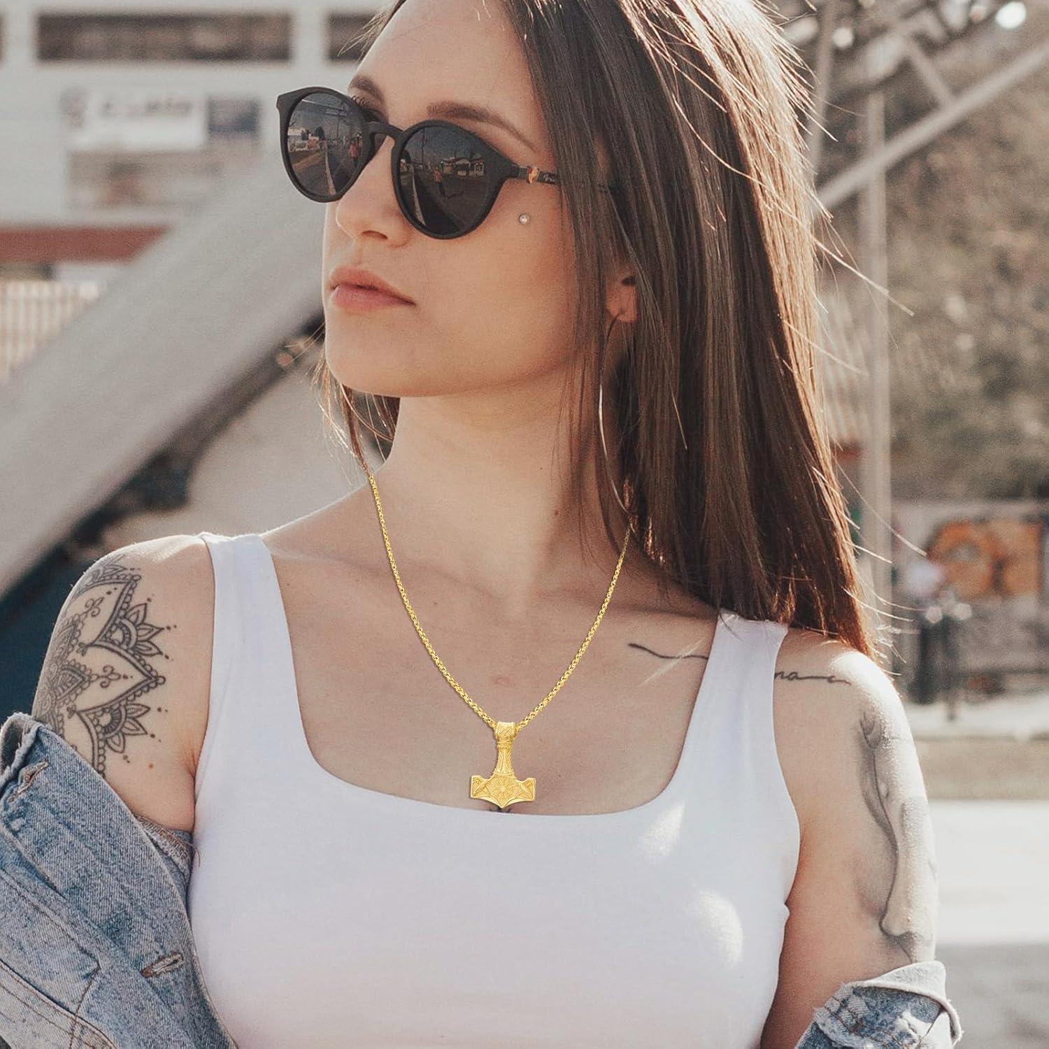 Collar Martillo de Thor 925 Plata Esterlina con Cadena 55.88cm