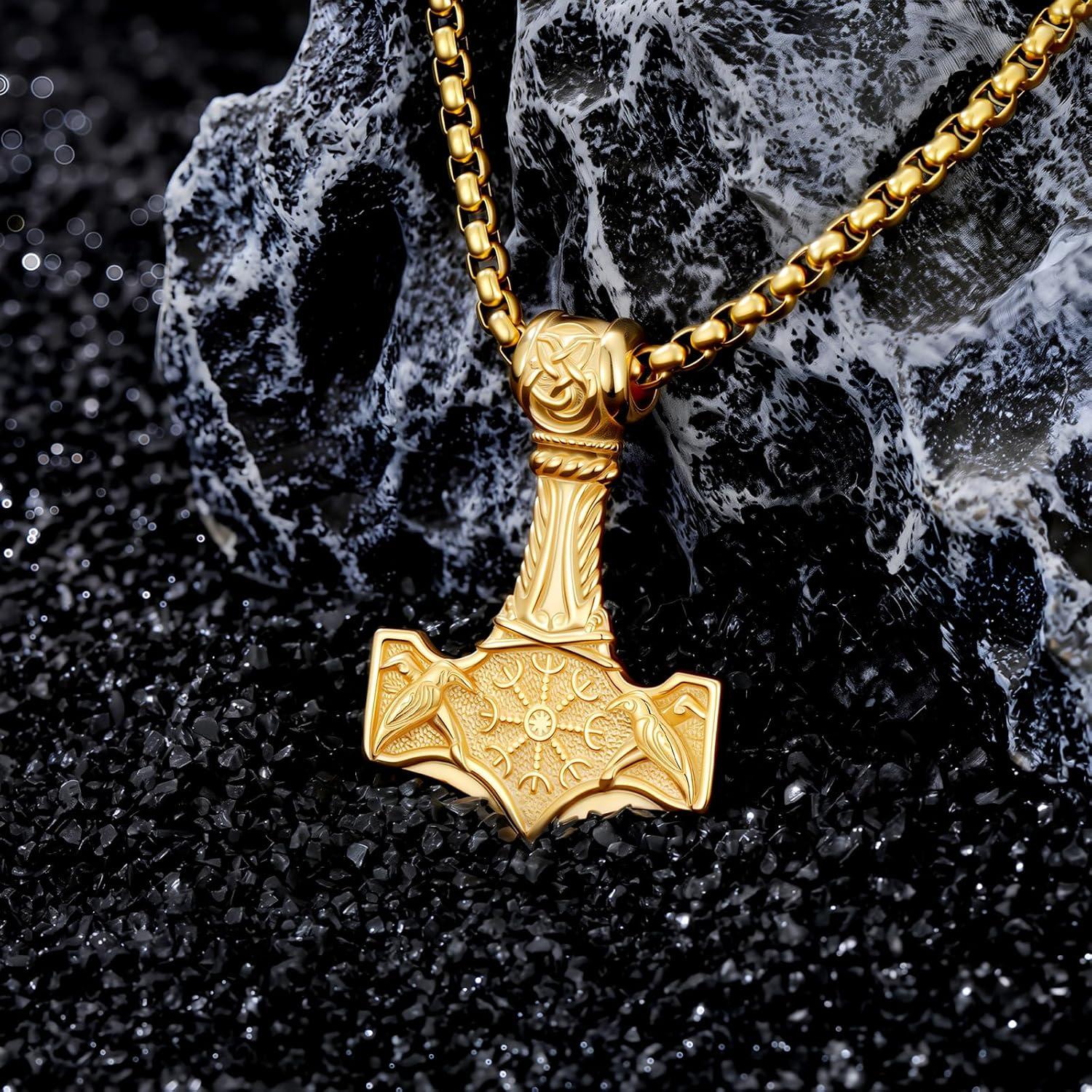 Collar Martillo de Thor 925 Plata Esterlina con Cadena 55.88cm