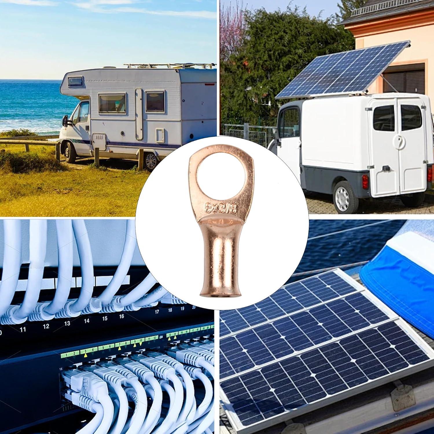 10 Conectores de Terminales de Anillo de Cobre 1AWG PDETVEO