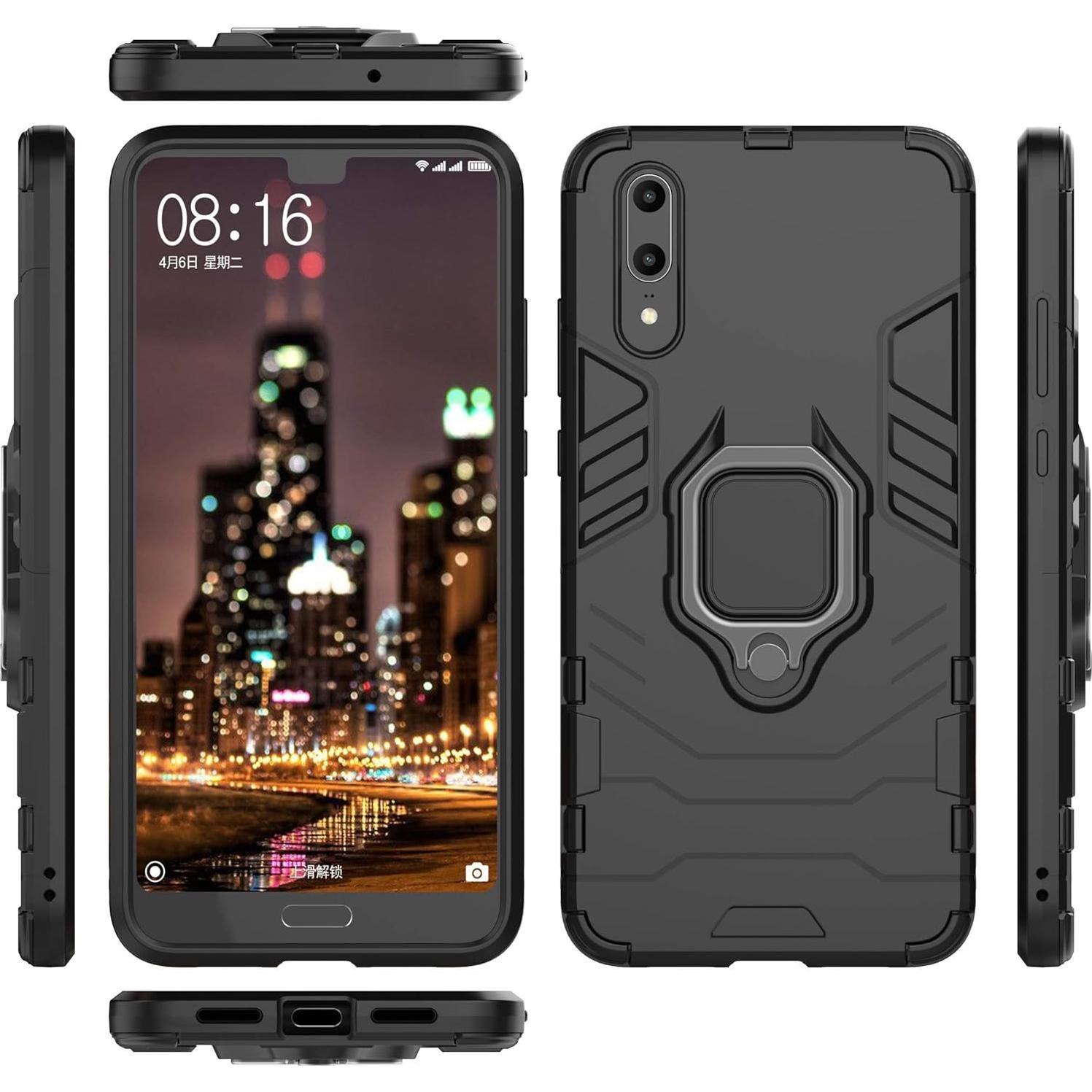 Funda Huawei P20 Armadura Híbrida Doble Capa + Protector Vidrio