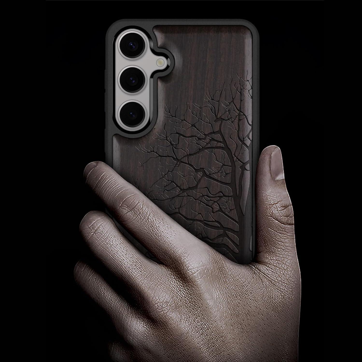 Funda de Madera Carveit para Samsung Galaxy S25 - TPU Negro