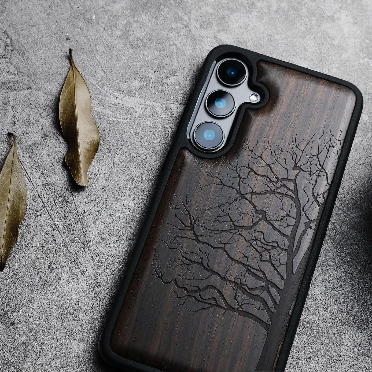 Funda de Madera Carveit para Samsung Galaxy S25 - TPU Negro