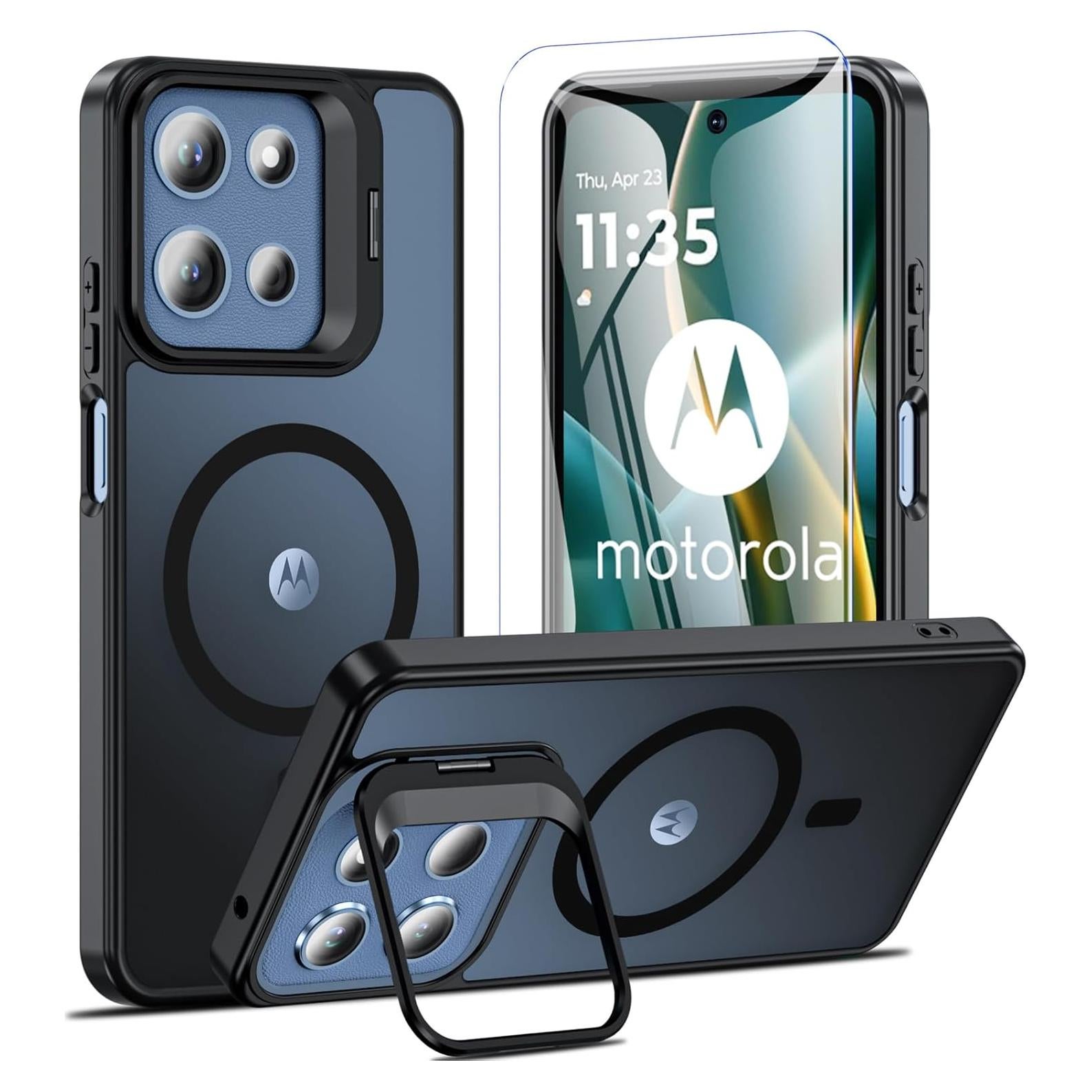 Funda OWKEY Magnética para Moto G 2025 Antihuellas Negra