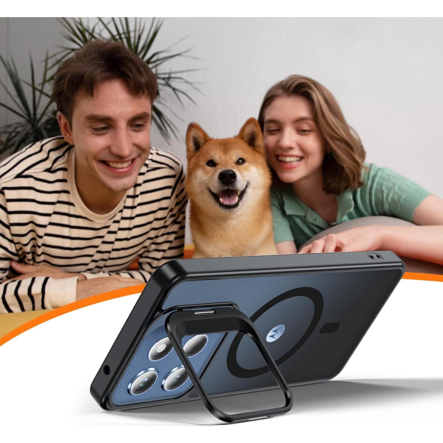 Funda OWKEY Magnética para Moto G 2025 Antihuellas Negra