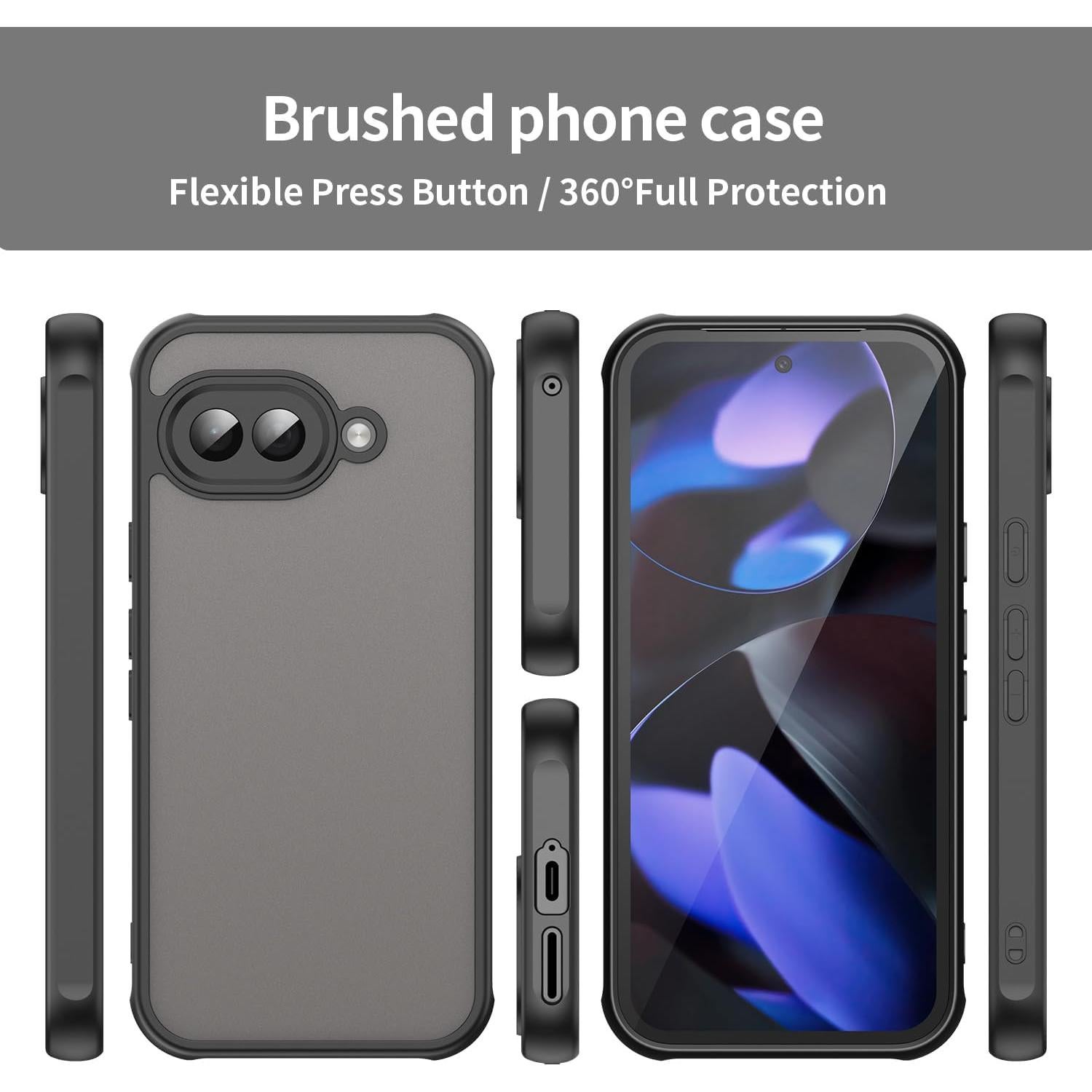 Funda Transparente TPU Sucnakp para Google Pixel 9A - Negro