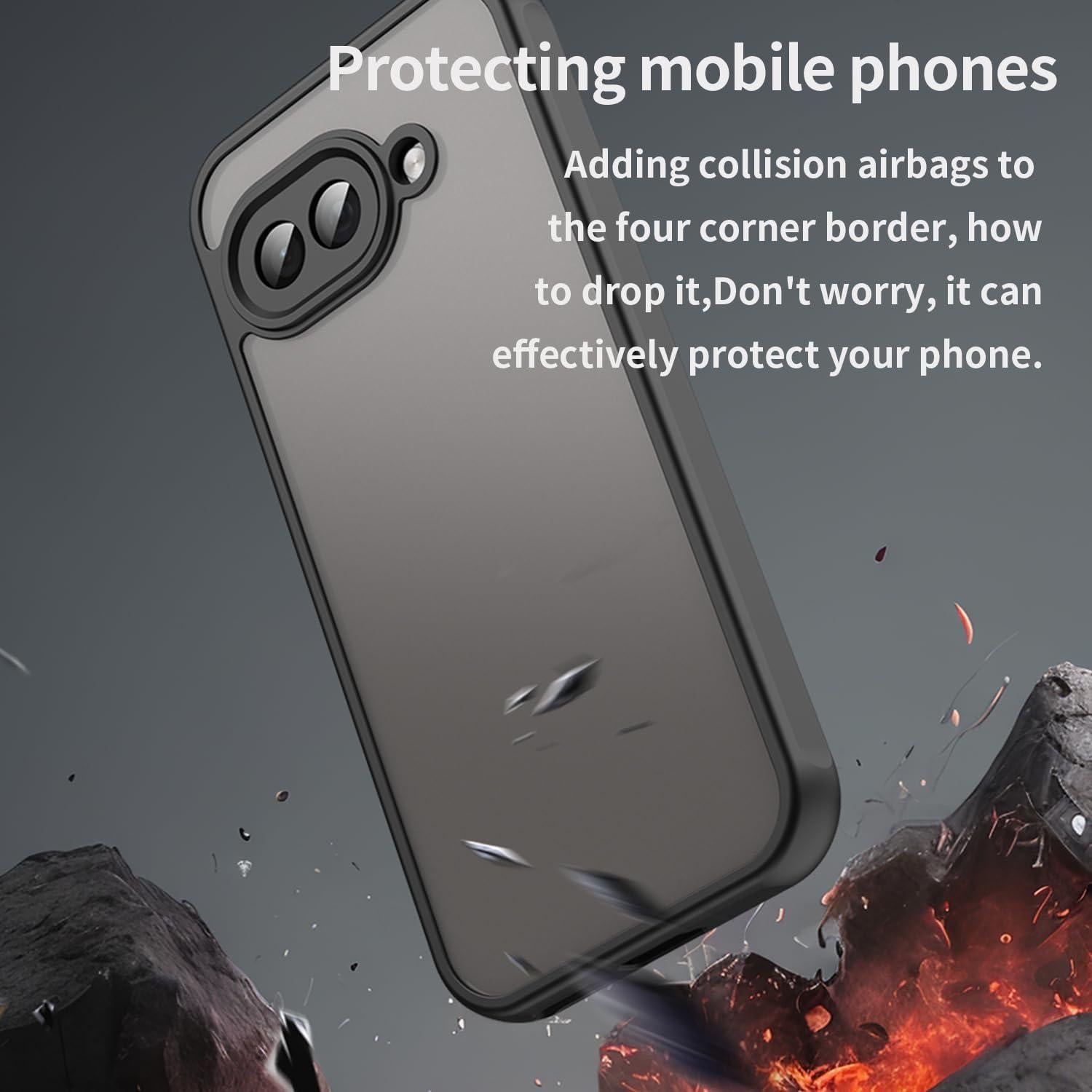 Funda Transparente TPU Sucnakp para Google Pixel 9A - Negro