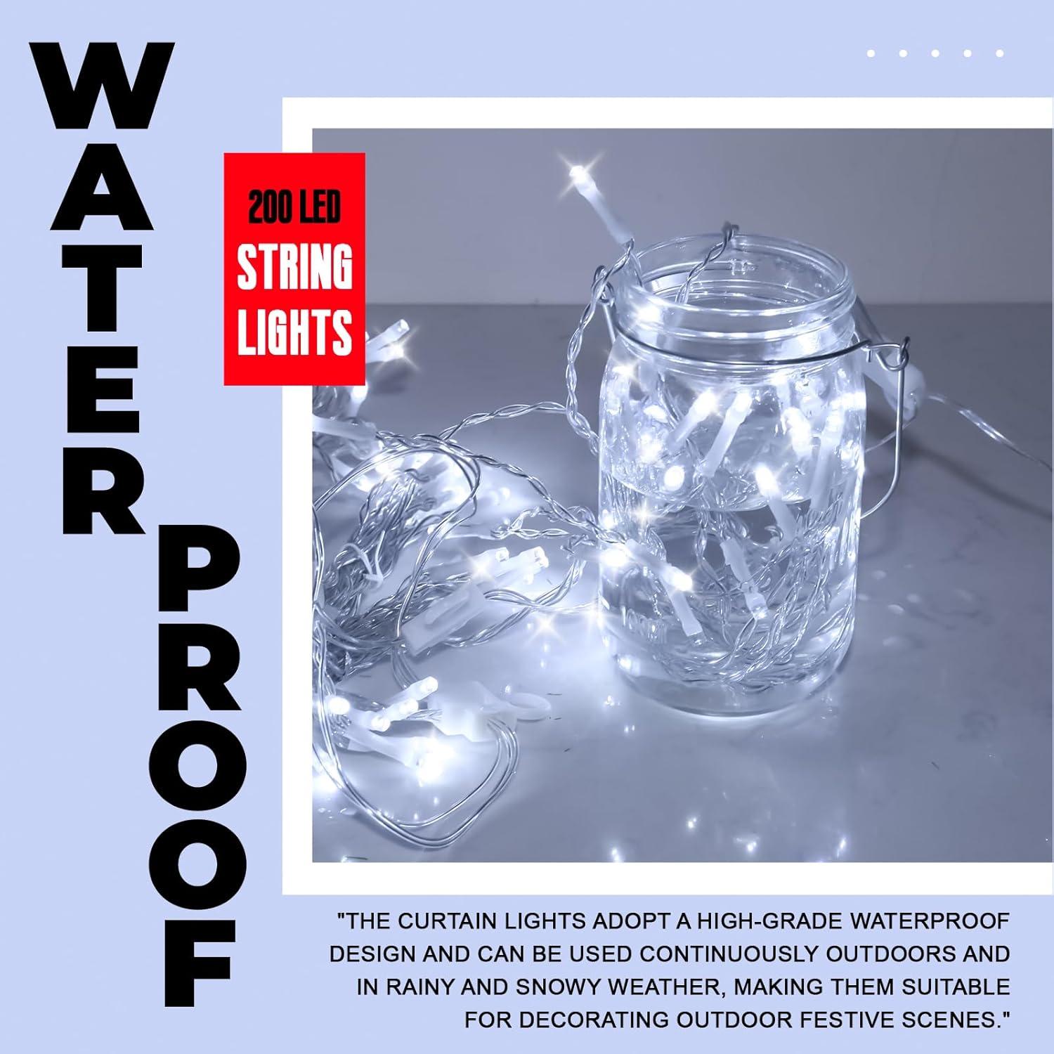 Luz de Cortina LED 200 luces Blancas 2.0x2.0m SINAMER