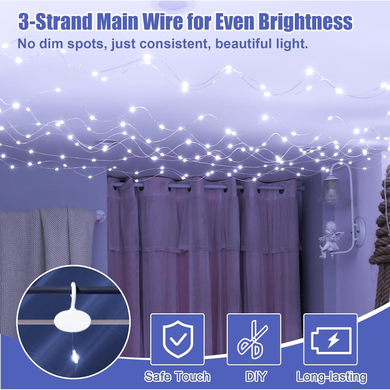 Luces de Cortina 600LED SINAMER 5.97m x 2.99m Blancas