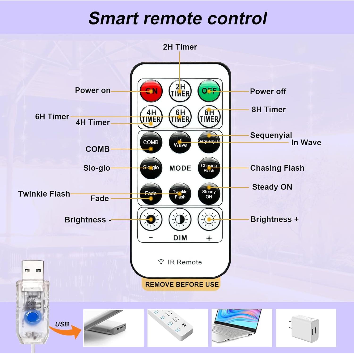Luces de Cortina 600LED SINAMER 5.97m x 2.99m Blancas