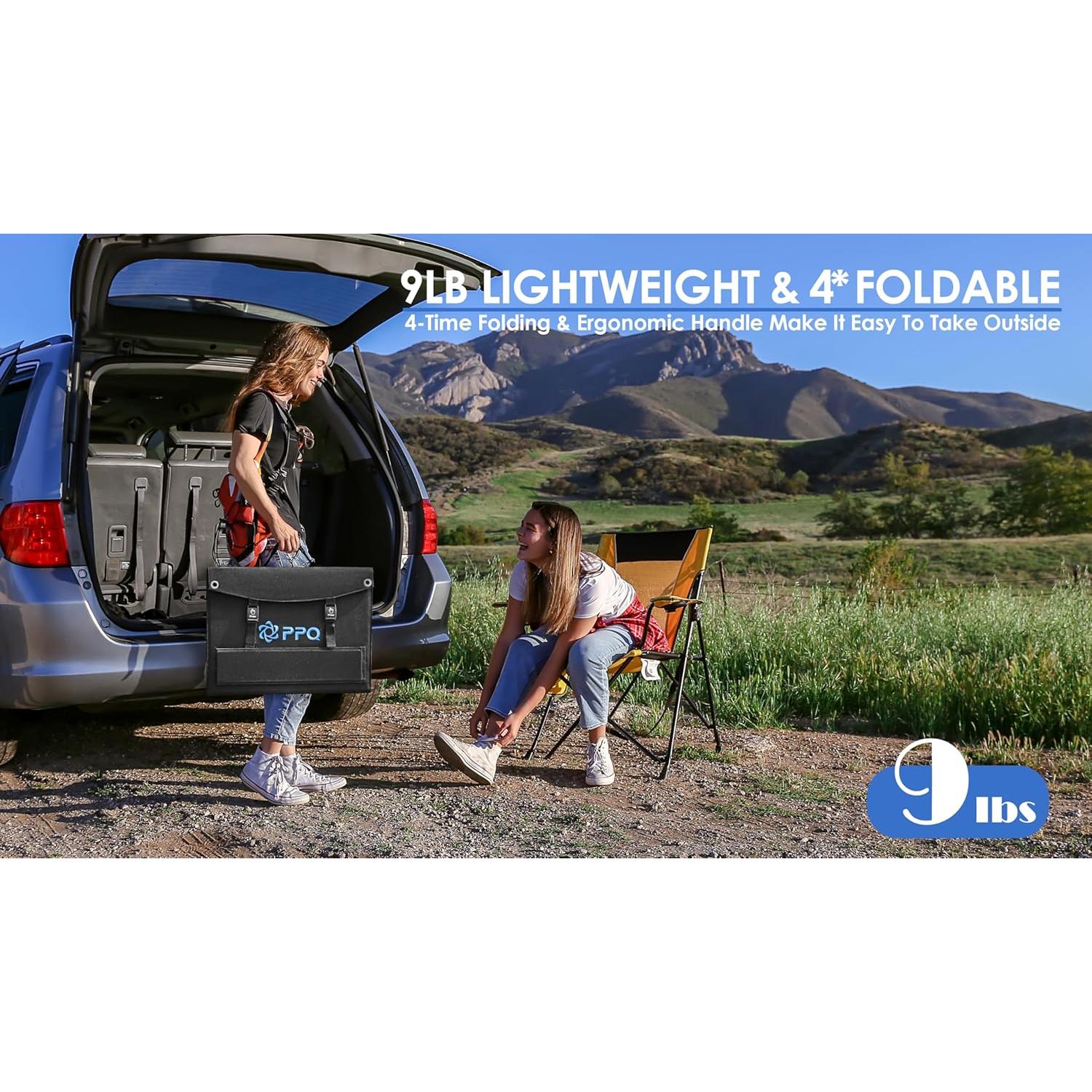 Kit Panel Solar Portátil PPQ 100W 18V 6A Plegable IP67