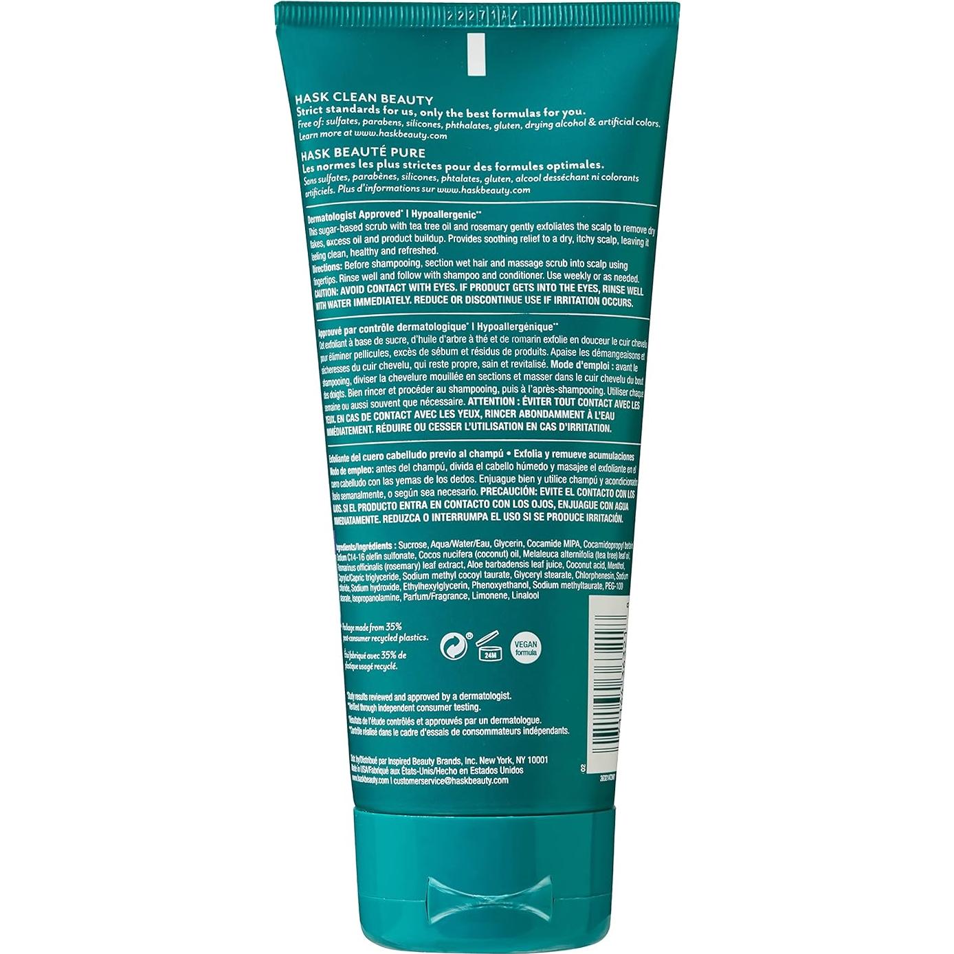 Exfoliante para Cuero Cabelludo Hask 170g - Aceite de Árbol de Té y Romero