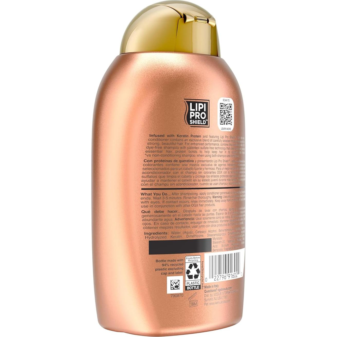 Acondicionador OGX Ever Straight 385 ml - Queratina y Aceites