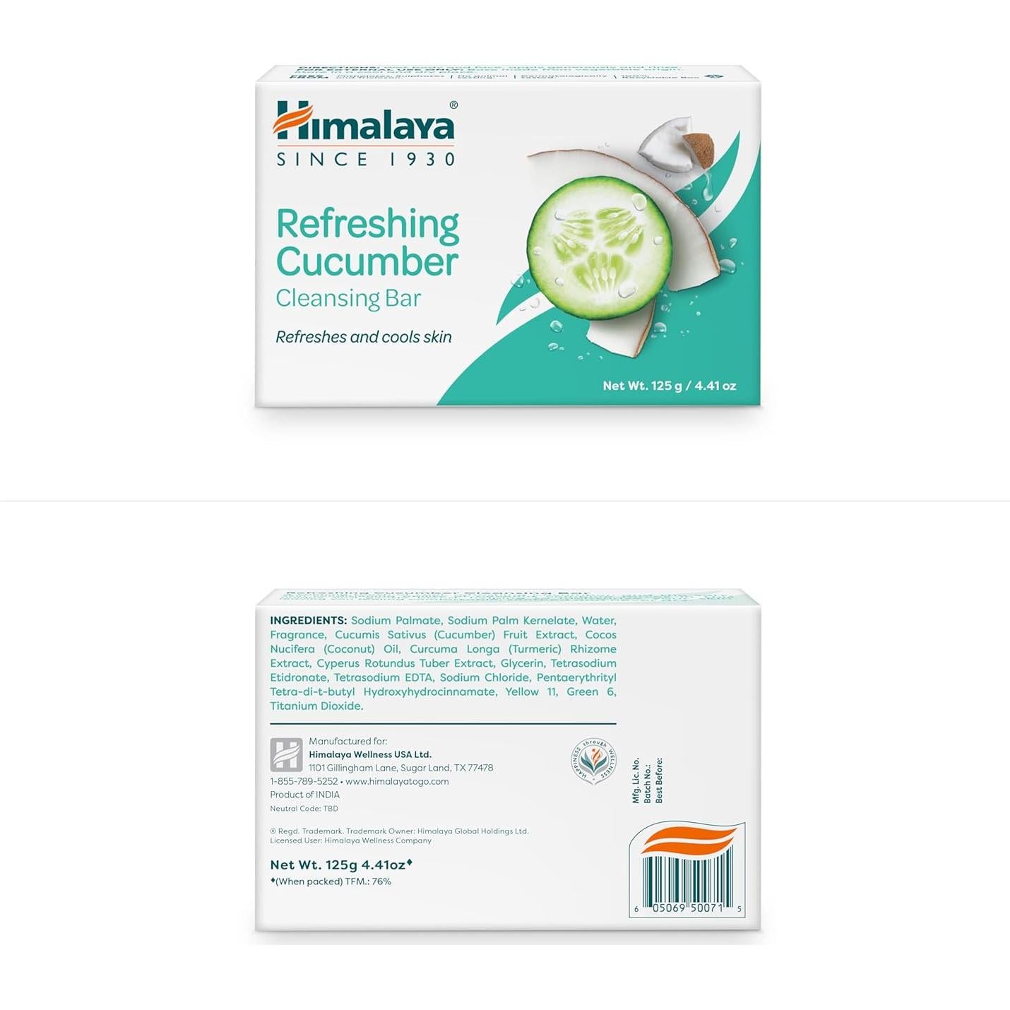 Jabón Refrescante de Pepino Himalaya 125g - Paquete de 6