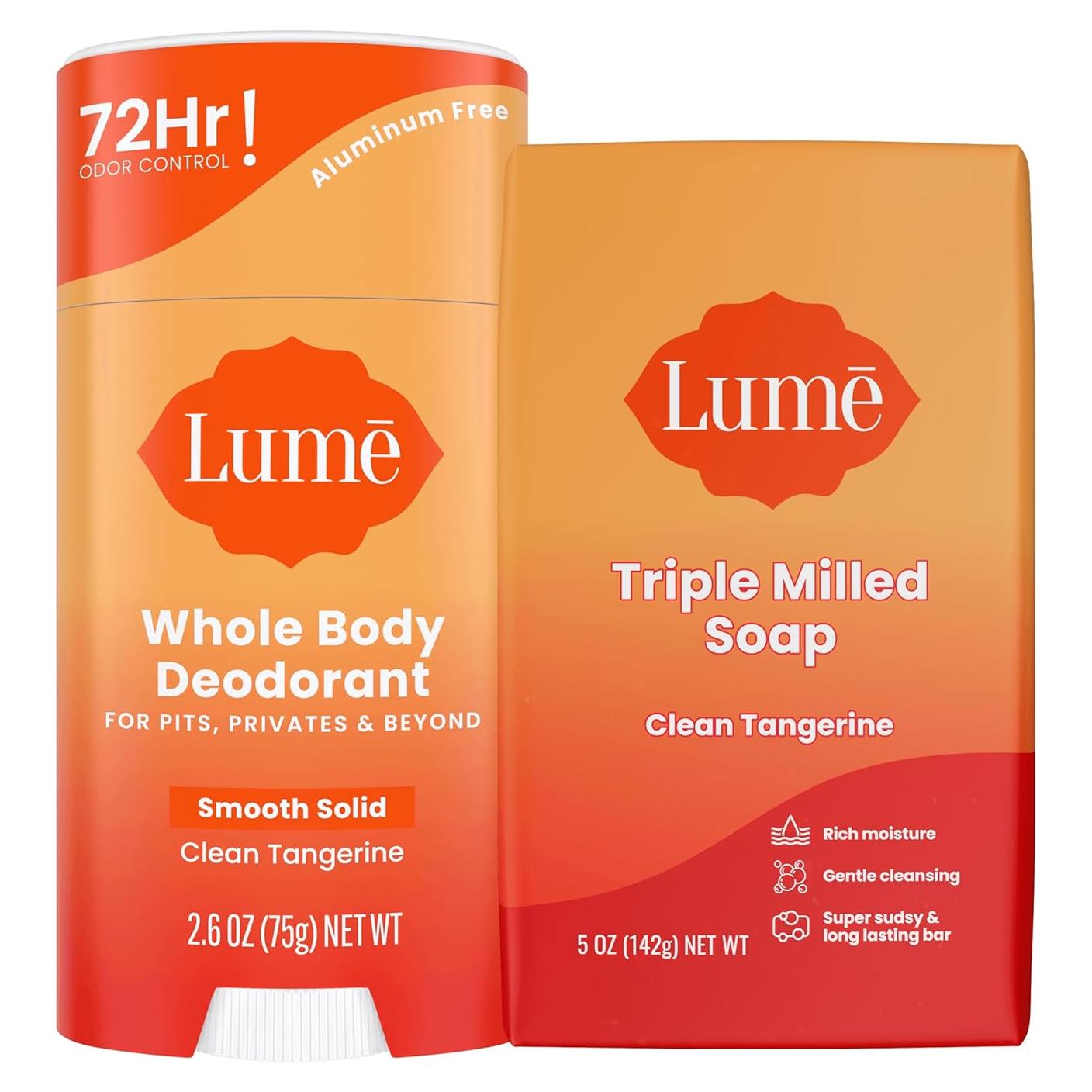 Desodorante y Jabón Corporal Lume 74g + Jabón Milled 142g - Mandarina
