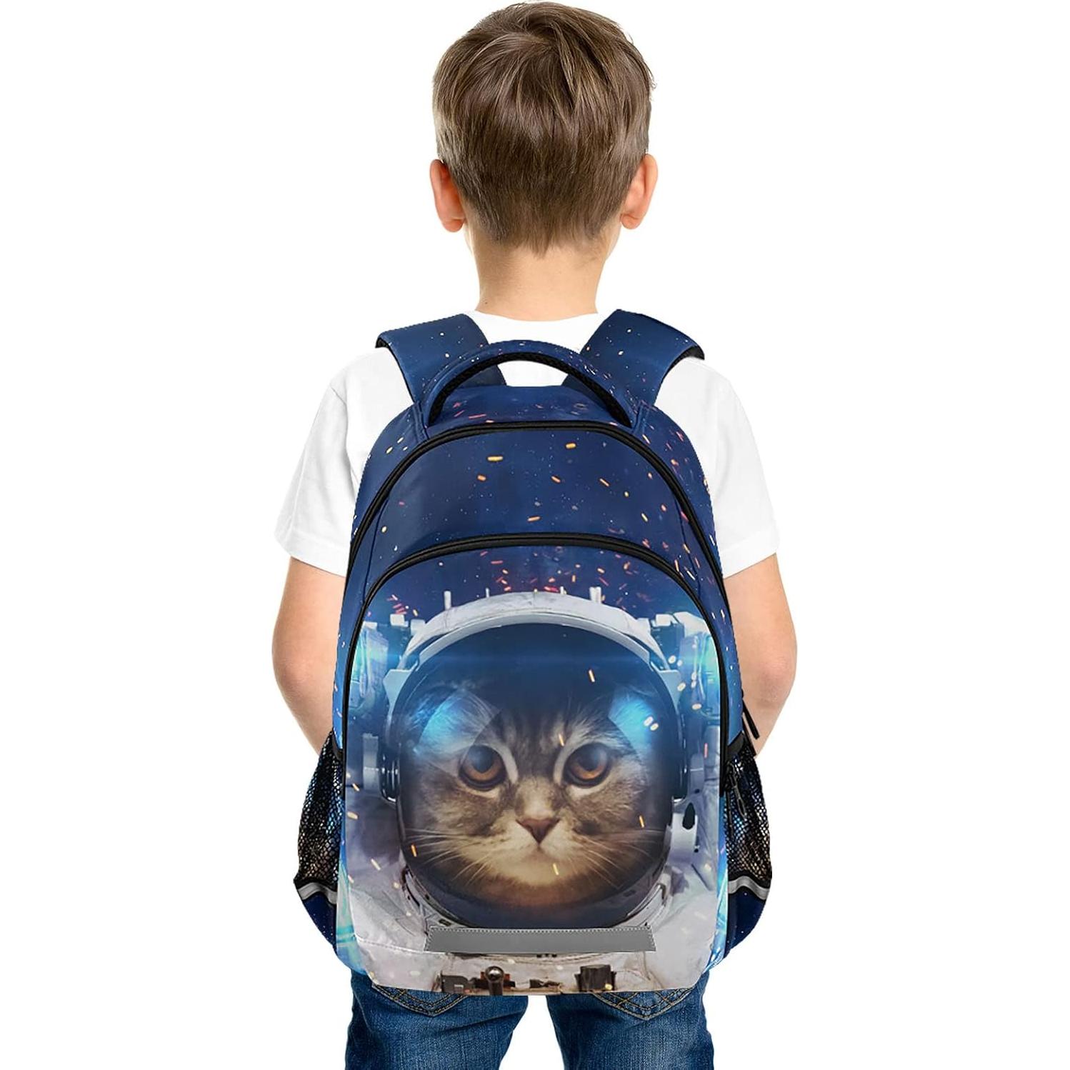 Mochila Escolar para Niños BOENLE Gato Astronauta 22L
