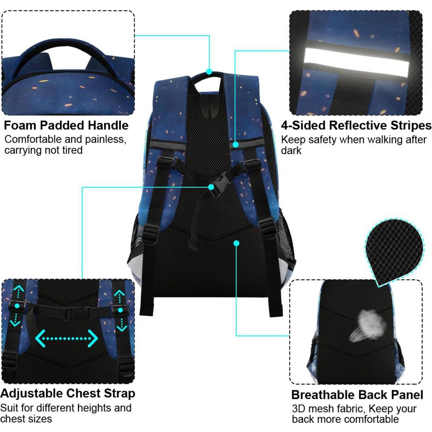 Mochila Escolar para Niños BOENLE Gato Astronauta 22L