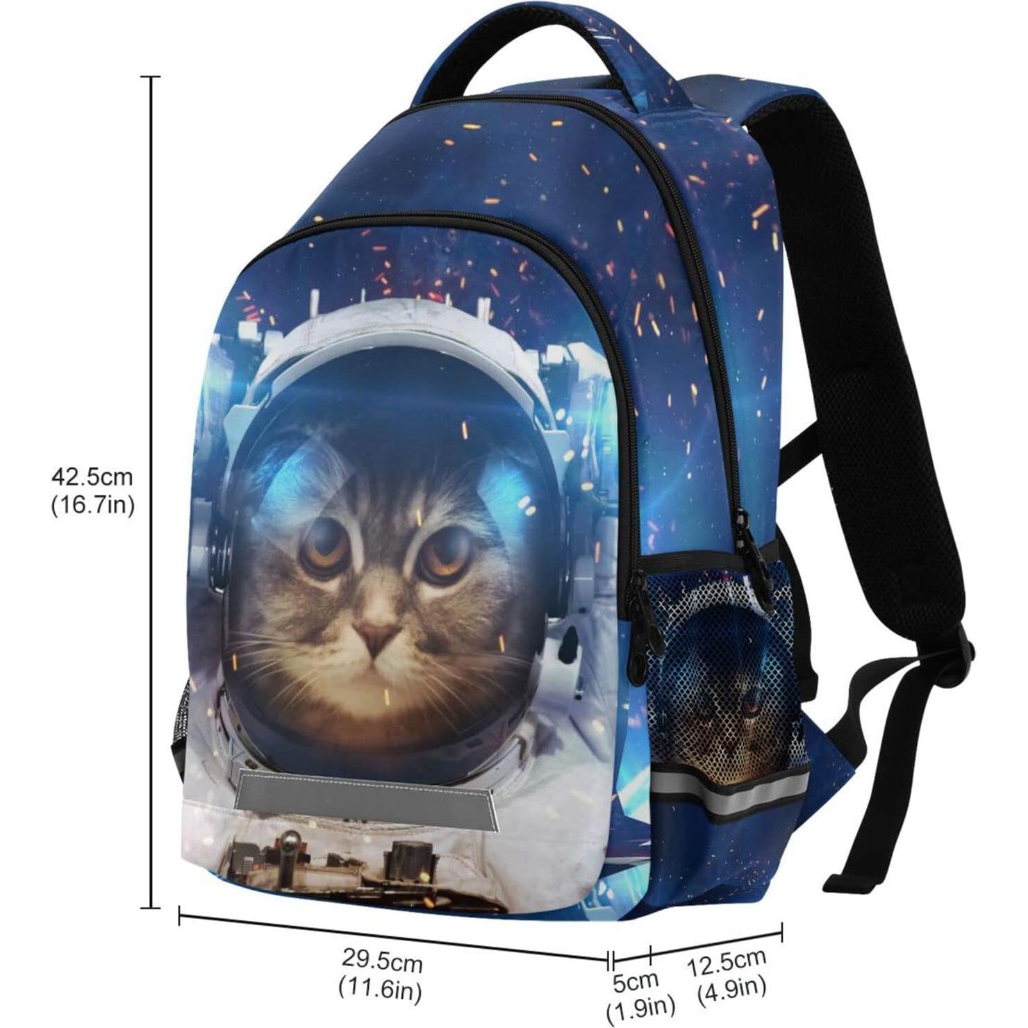 Mochila Escolar para Niños BOENLE Gato Astronauta 22L