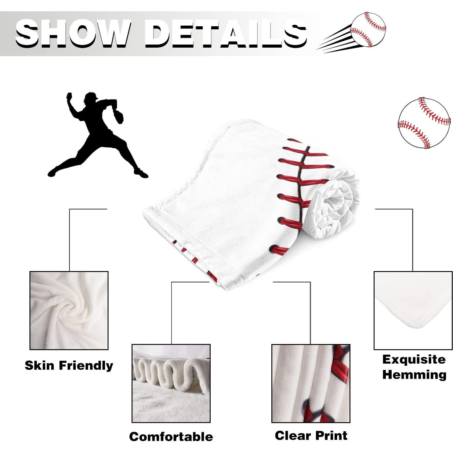Manta de Franela NHBTGSF para Niños Béisbol 101.6x127cm