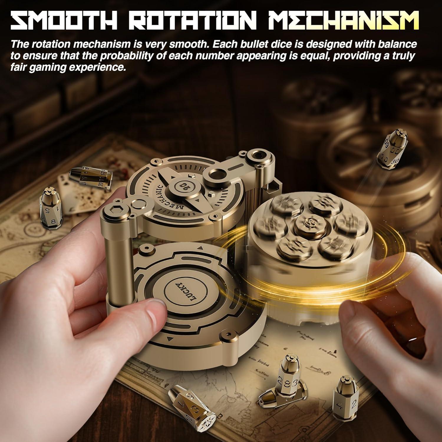 Set de 7 Dados Poliedricos de Metal YNWML con Estuche Revólver