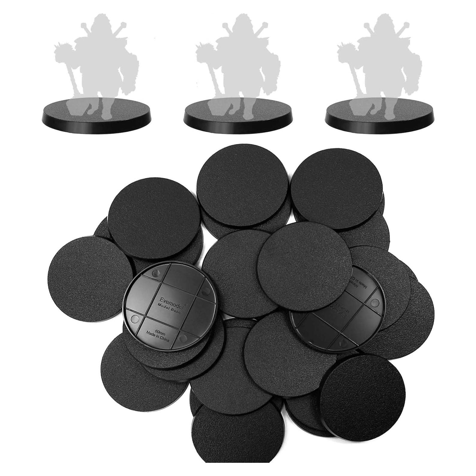 Bases Redondas de Plástico ABS Evemodel 60mm 30pcs para Juegos