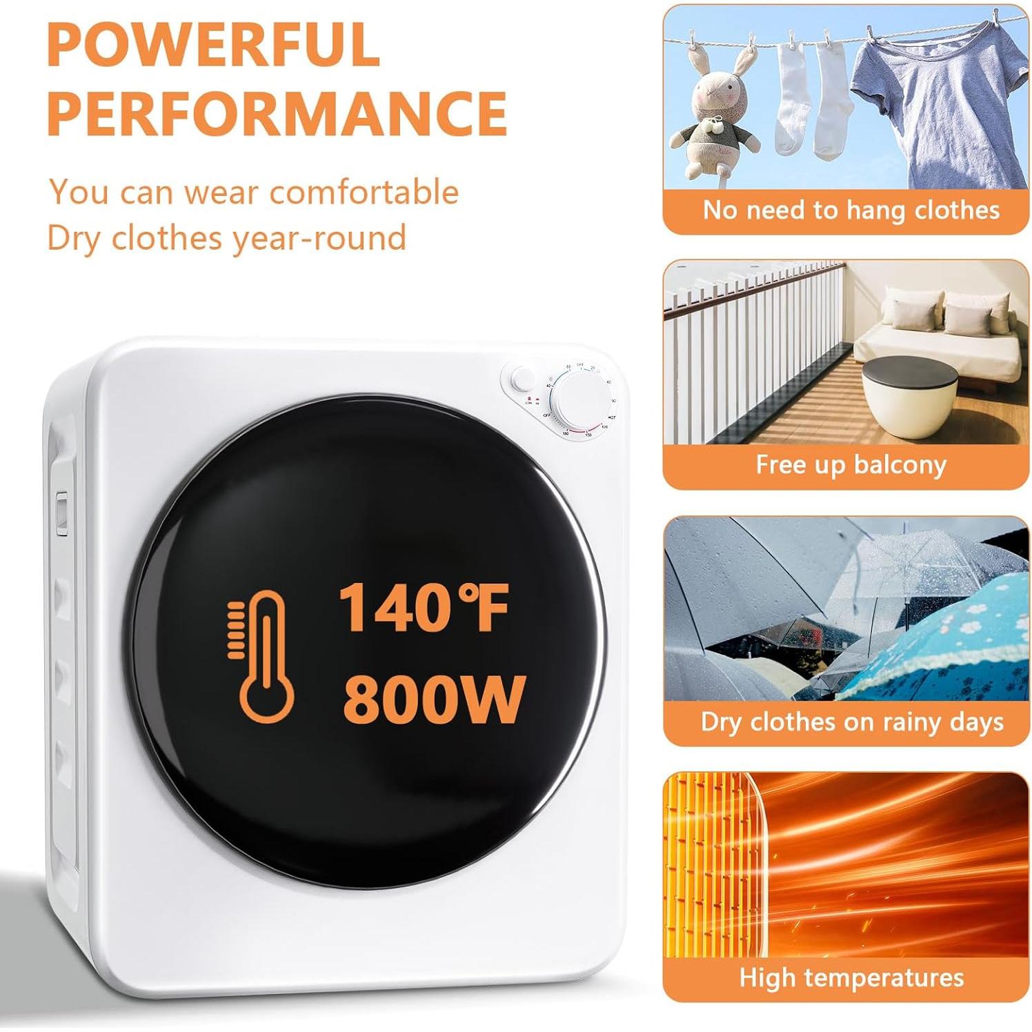 Secadora de Ropa Compacta DOGHLY LDDH01 1.6 Pies Cúbicos 800W