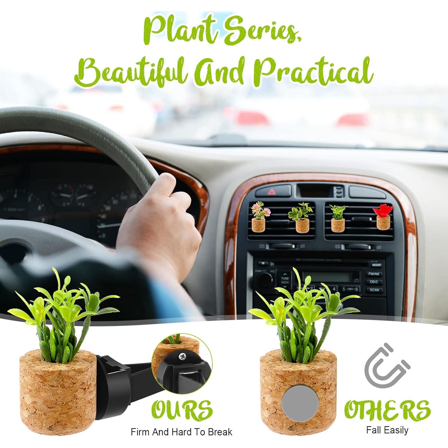 BBTO Clips de Ventilación Suculentas 6 Pcs Base Madera