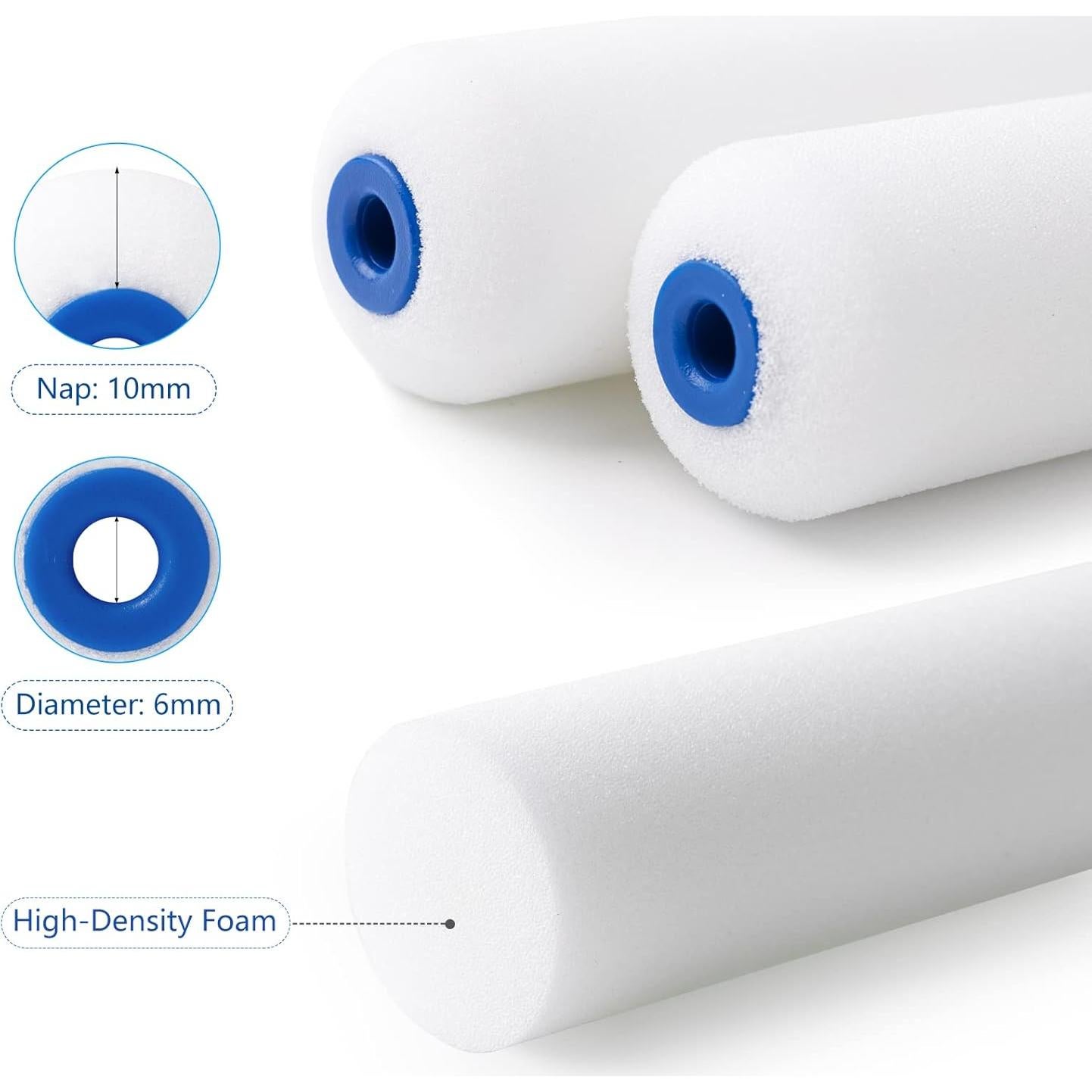 Rodillo de Pintura de Espuma Mister Rui 10 Pcs 4" Alta Densidad