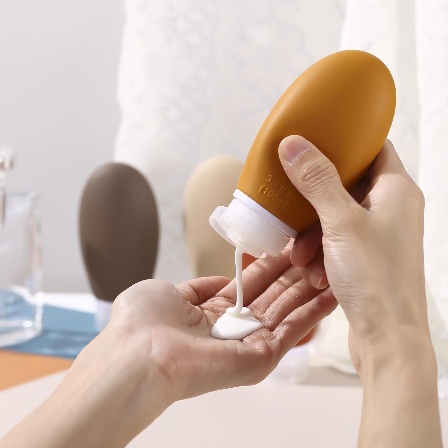 Botellas de Silicona de Viaje LIYUABU 60ml 4 Paquete a Prueba de Fugas