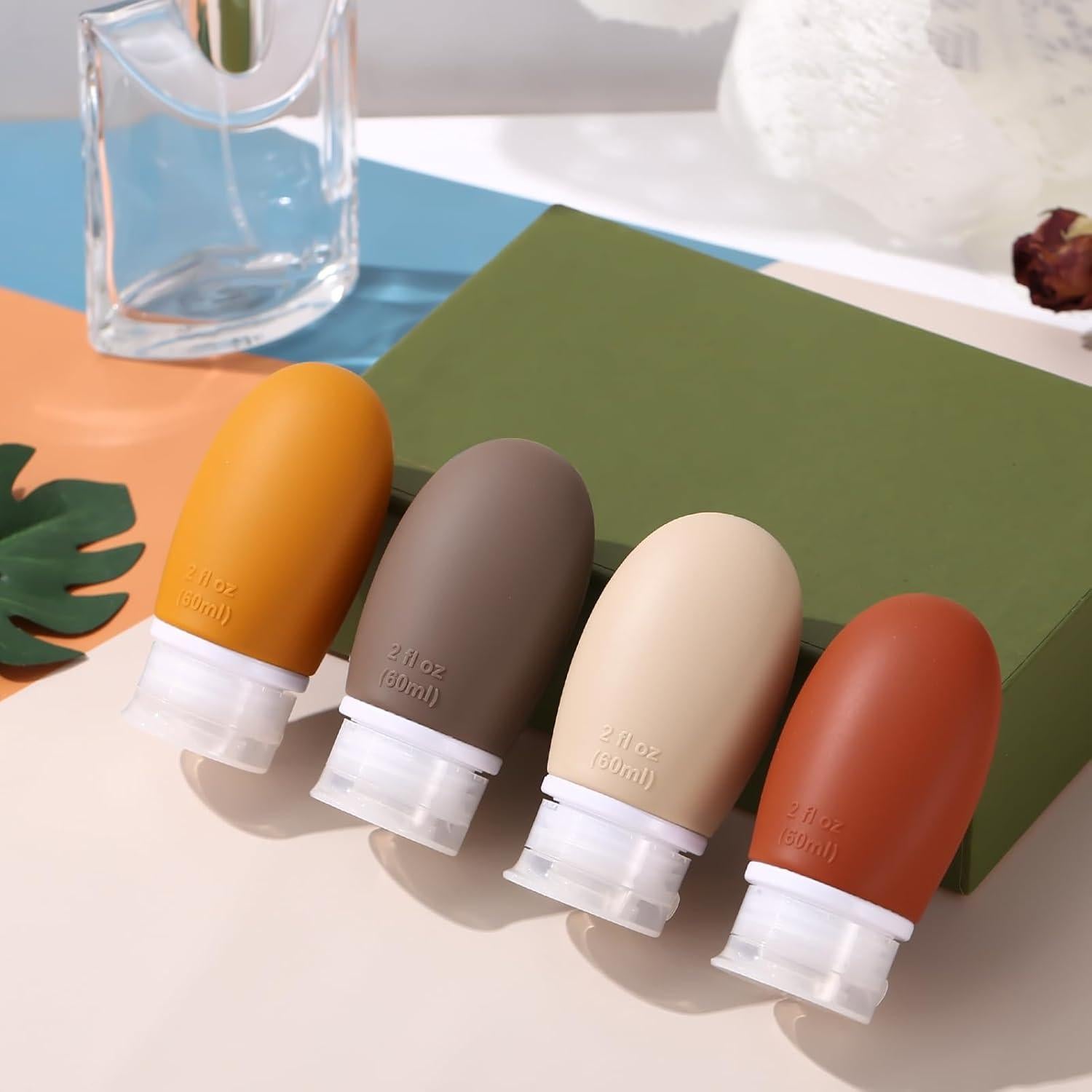 Botellas de Silicona de Viaje LIYUABU 60ml 4 Paquete a Prueba de Fugas