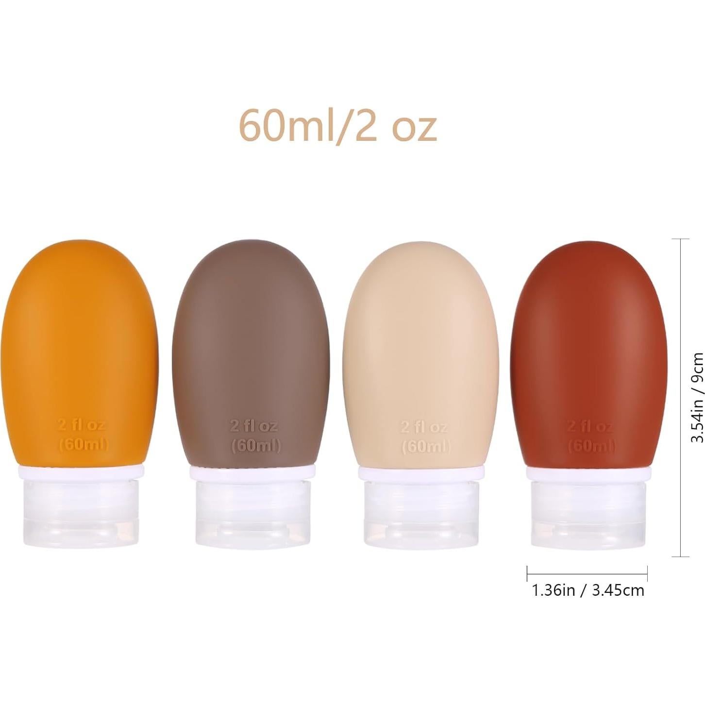 Botellas de Silicona de Viaje LIYUABU 60ml 4 Paquete a Prueba de Fugas