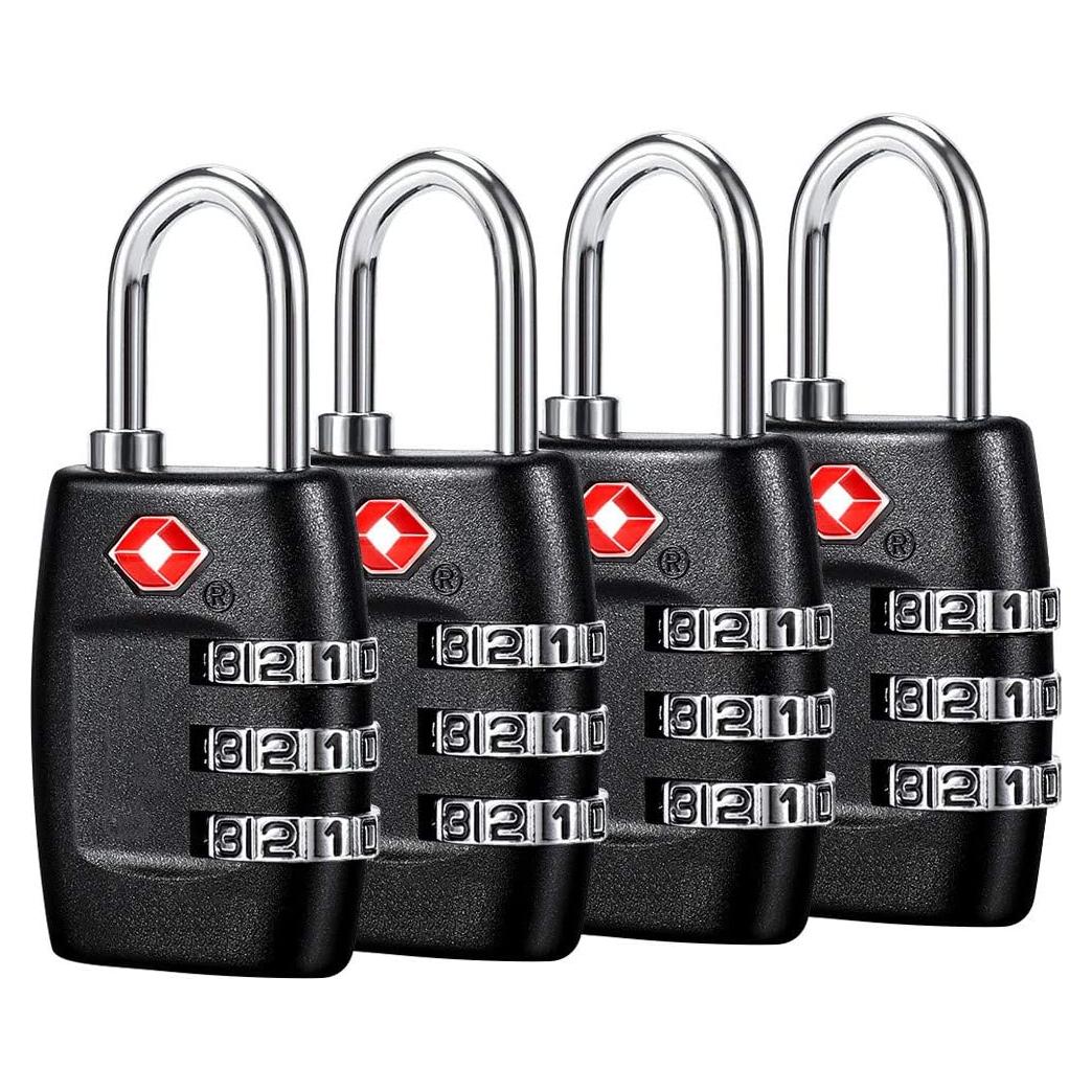 Candados de Equipaje TSA Cluckyu - Paquete de 4 - Combinación 3 Dígitos